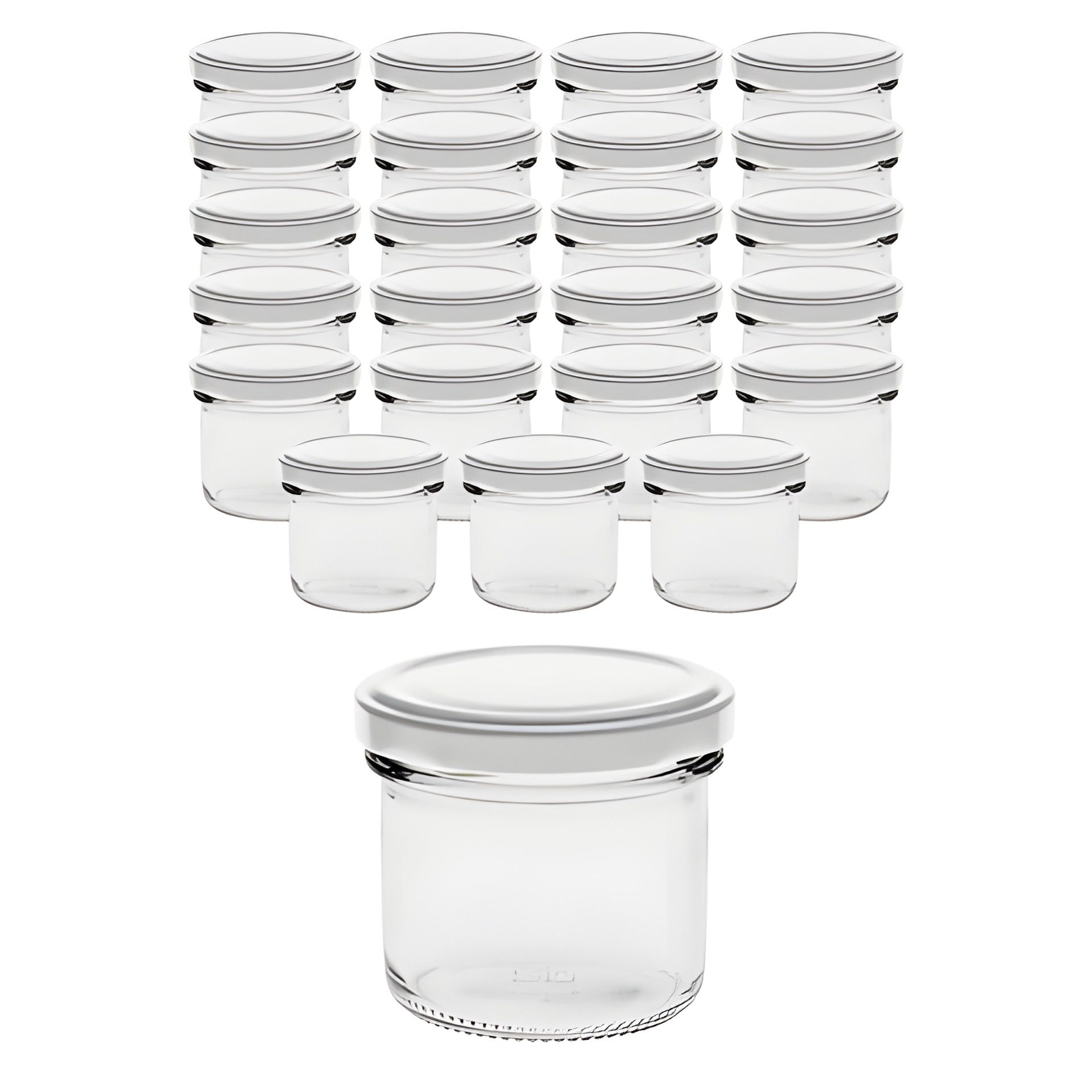 24er Set Sturzglas 125 ml mit Deckel weiß