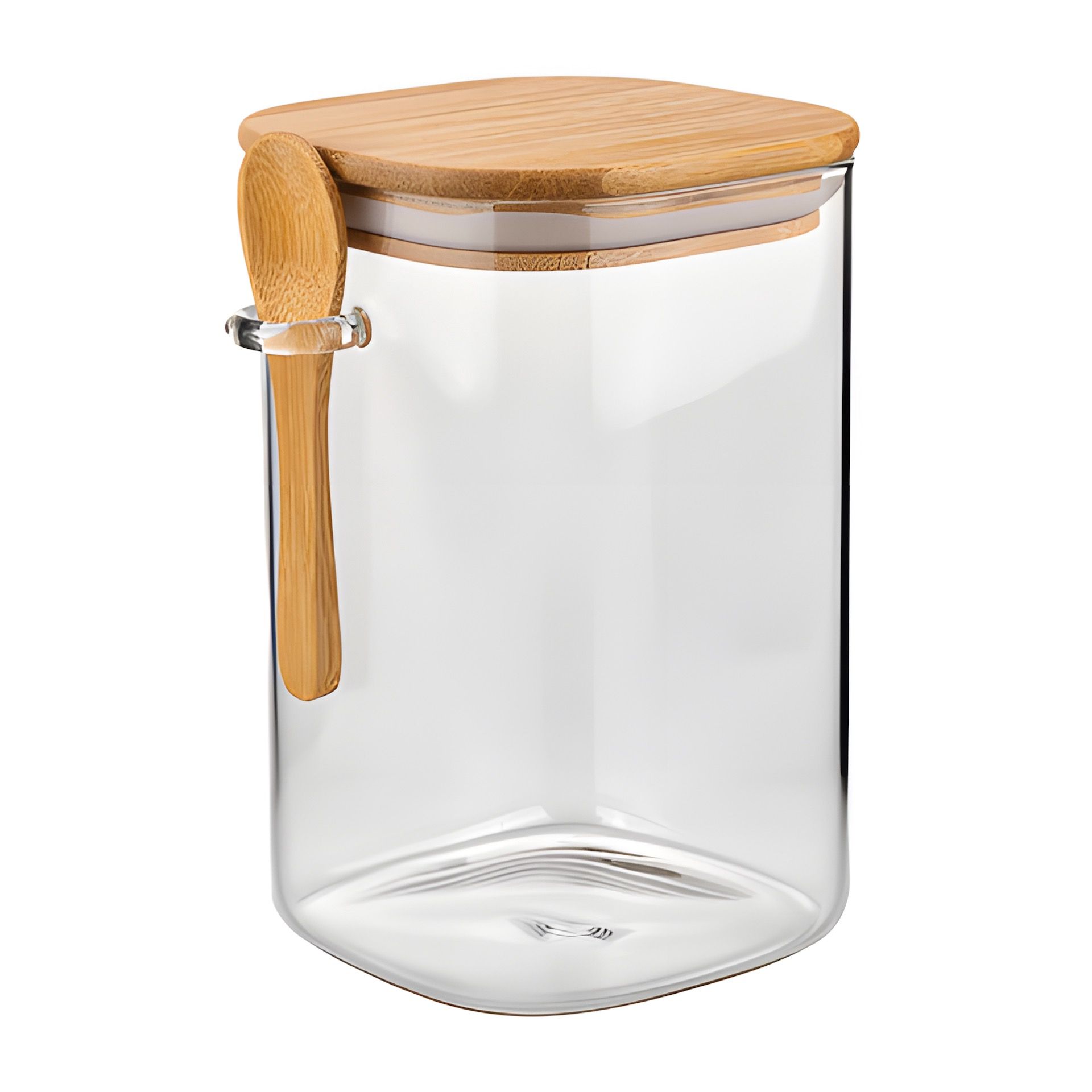 Vorratsglas 1100 ml eckig mit Bambusdeckel
