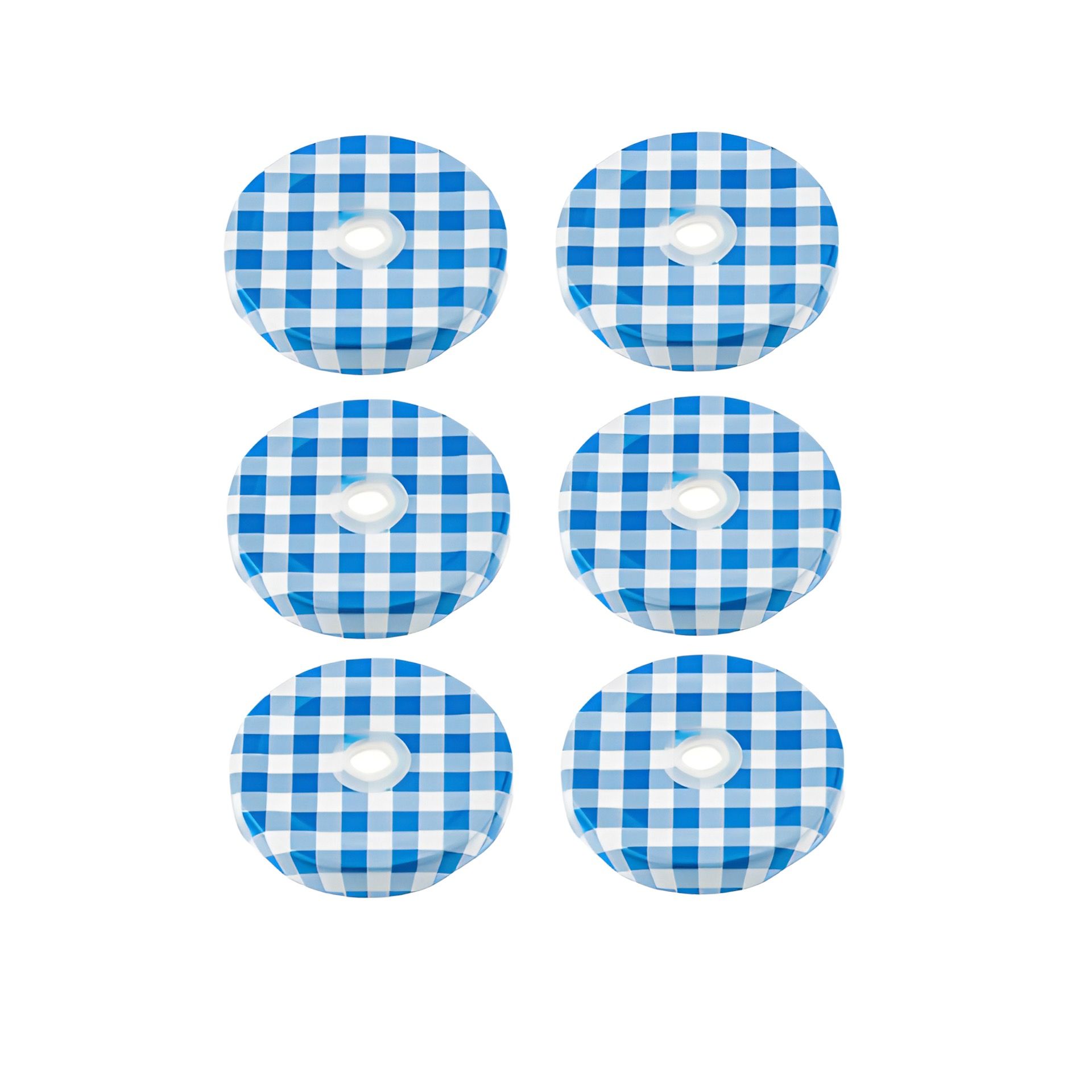 TO 53 Trinkhalmdeckel blau kariert, Loch Ø 8 mm, 6 Stück