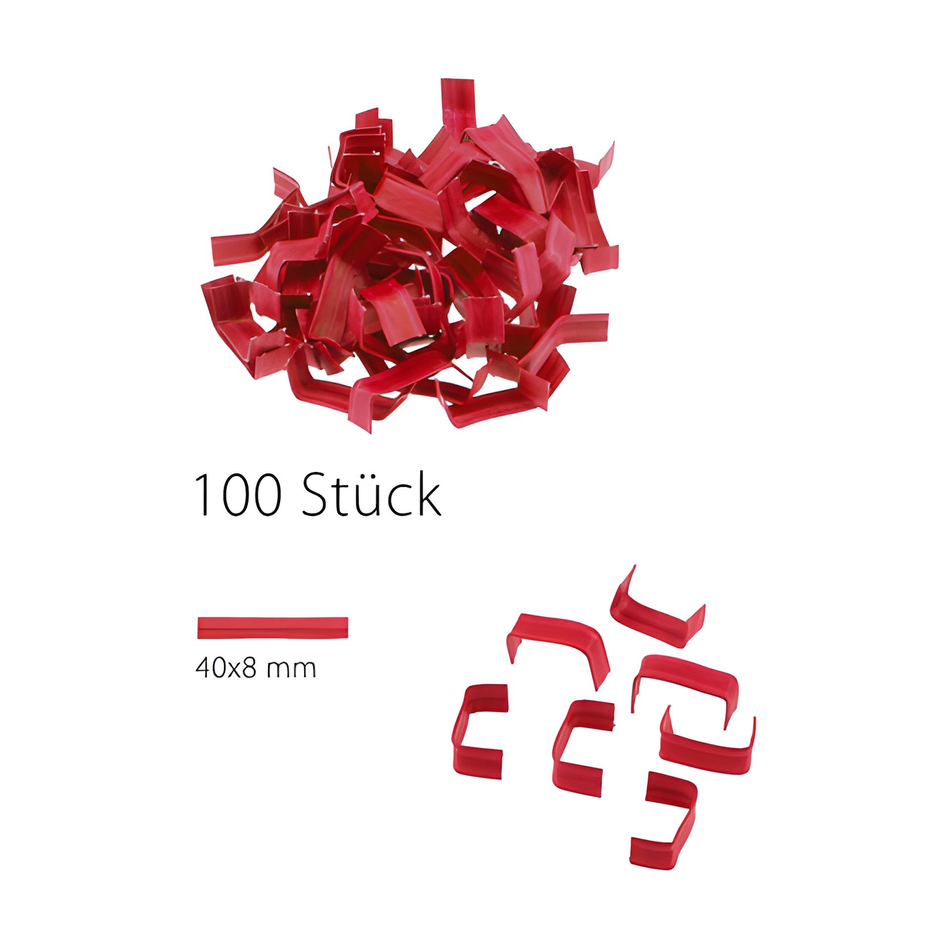 U-Clips 40 x 8 mm rot, 100 Stück