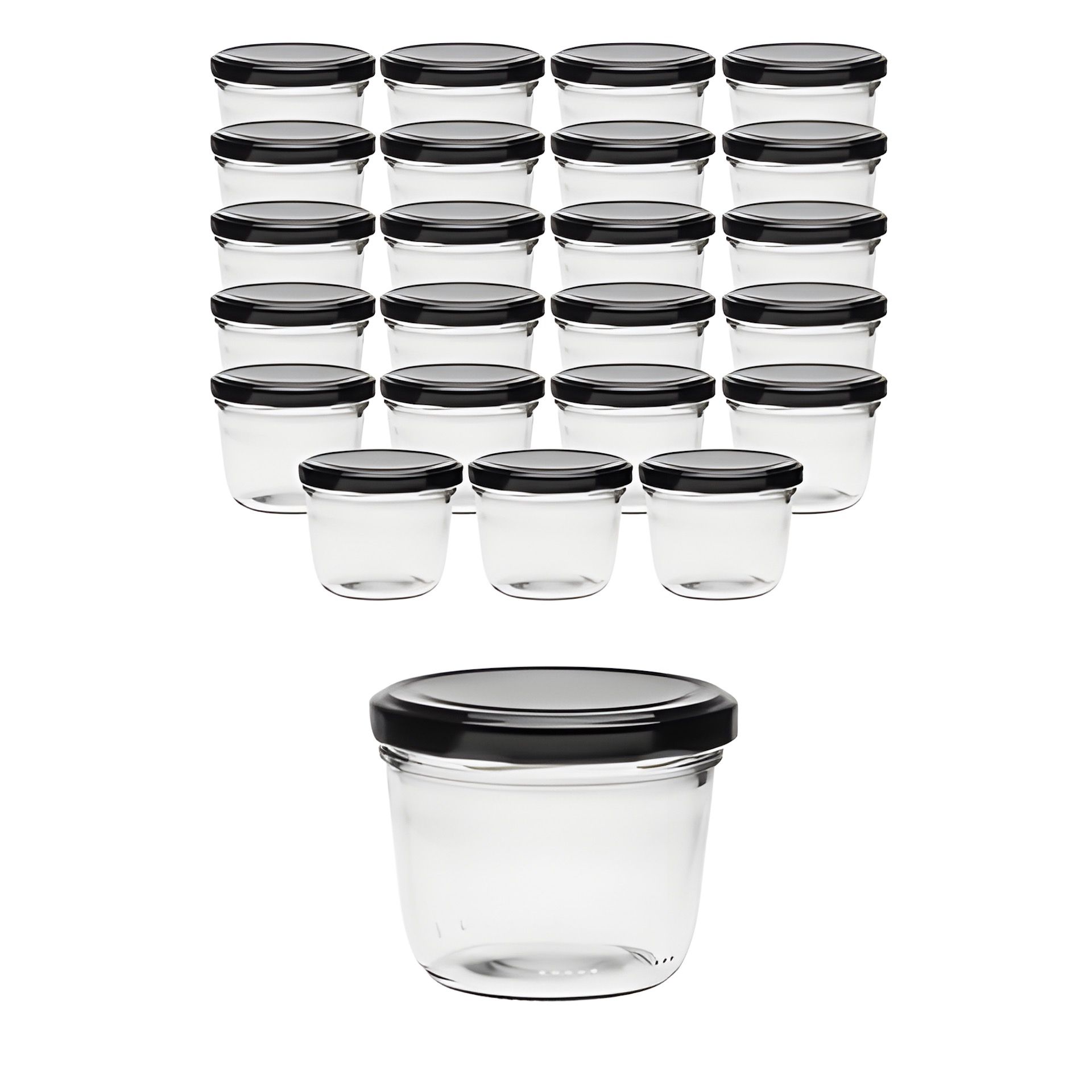 24er Set Sturzglas 230 ml mit Deckel schwarz