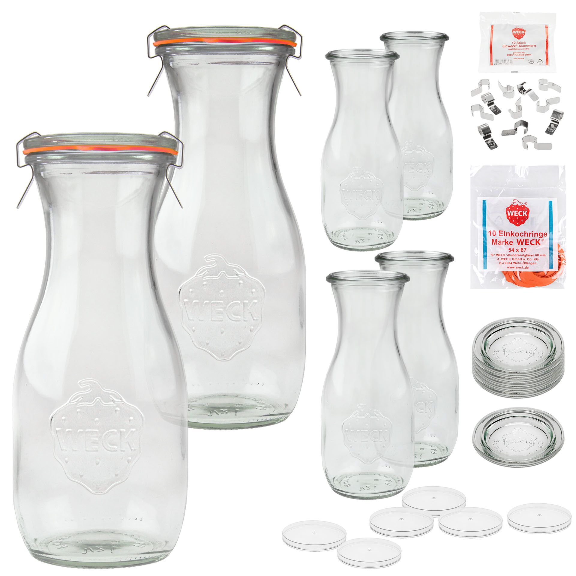 WECK-Saftflasche 530 ml mit Klarsichtdeckel, 6er Set