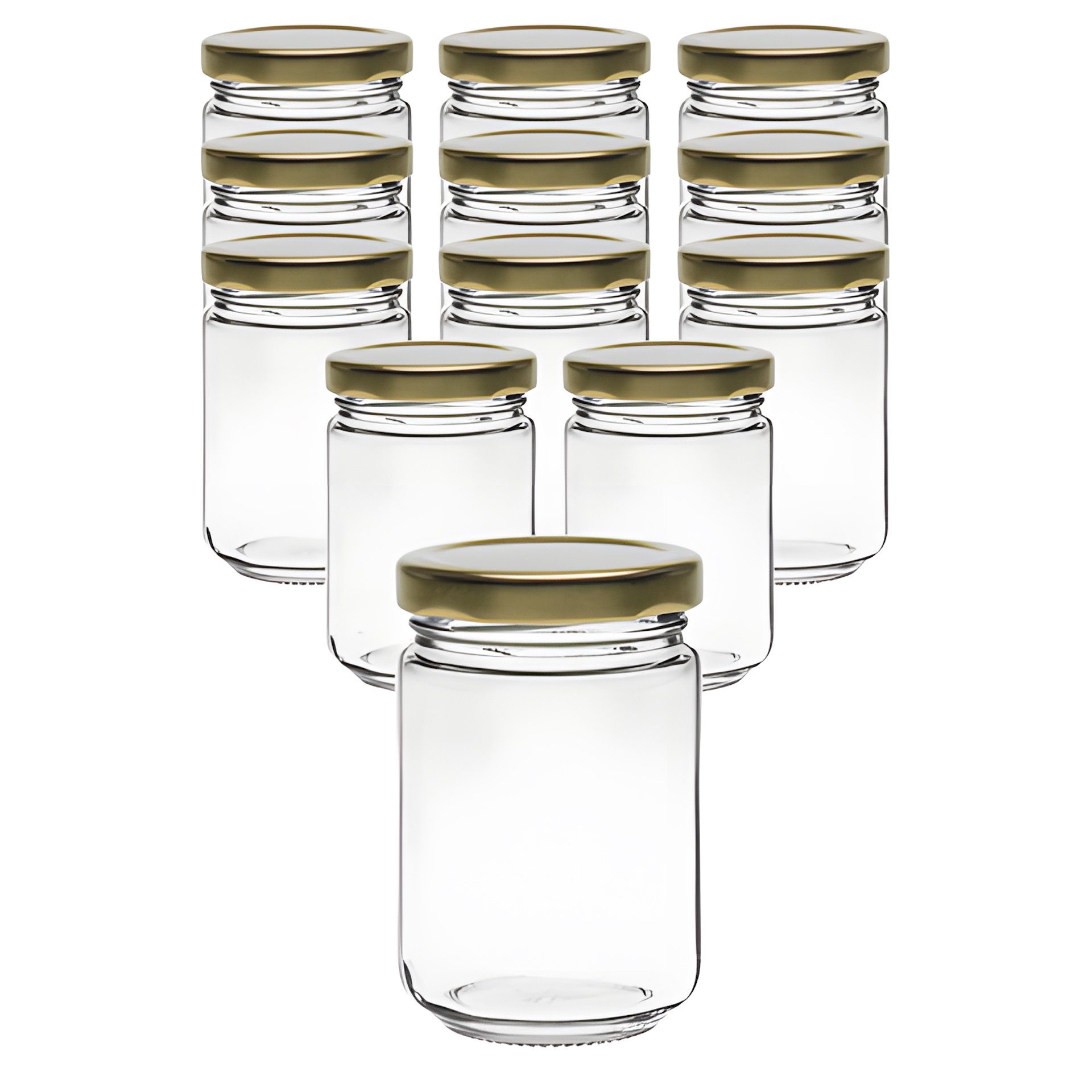 12er Set Rundglas 156 ml mit Deckel gold