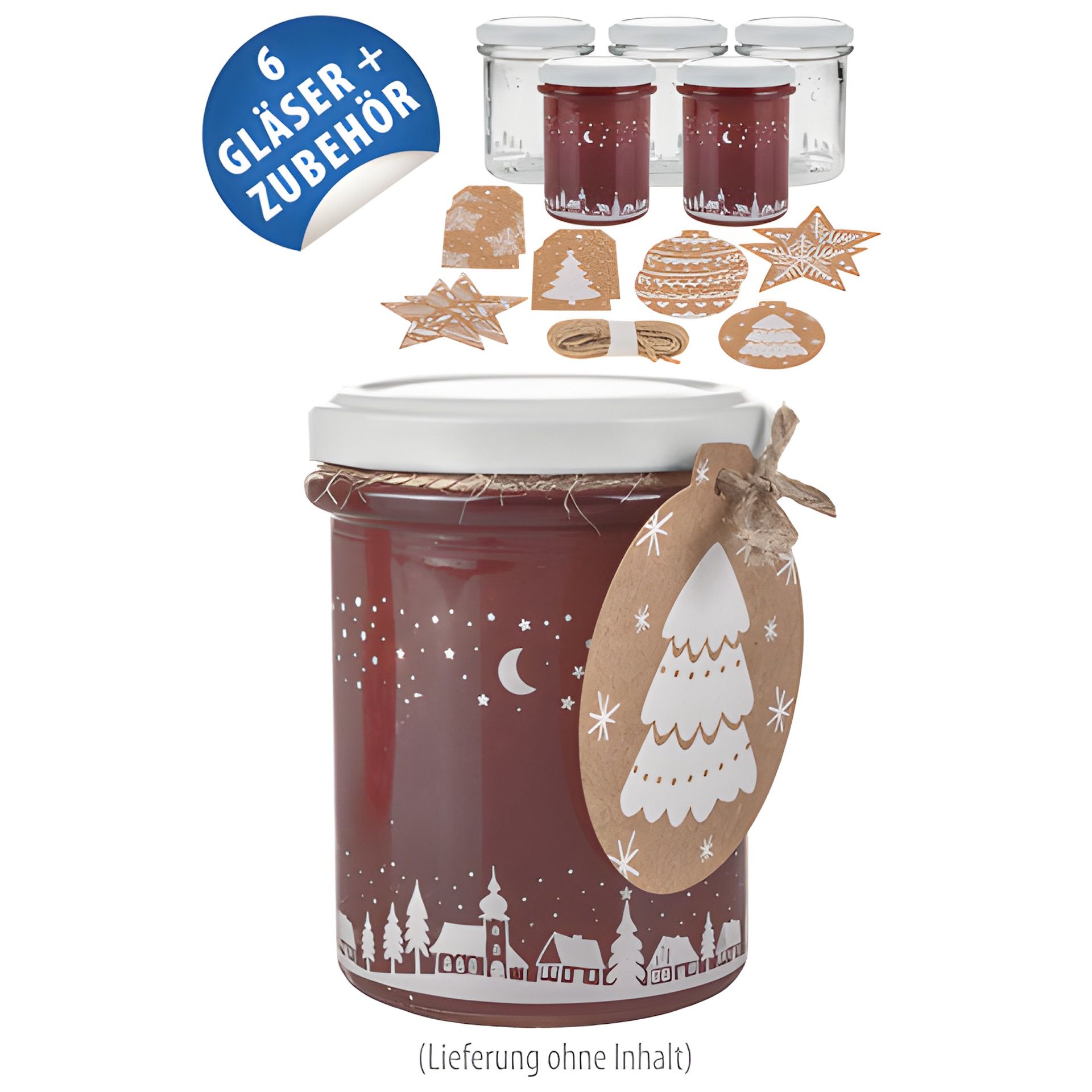 Weihnachtsglas 'Winterlandschaft', 6er Set