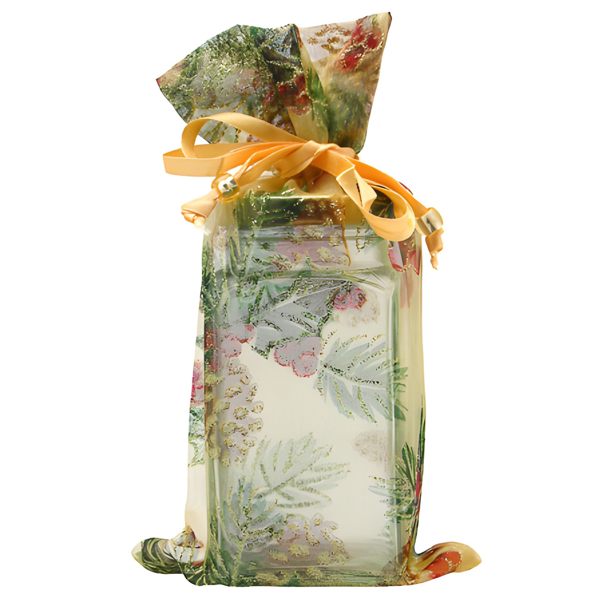 Organzatasche gelb mit Ornamenten, 13 x 23 cm