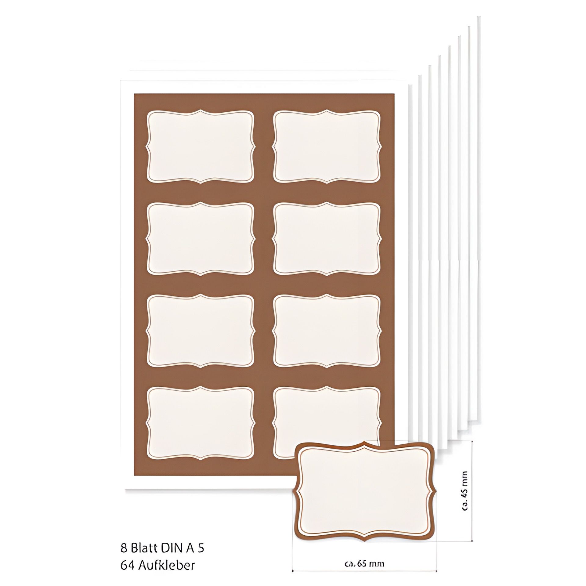 Etiketten 65 x 45 mm 'Bronze', A5, 64 Stück