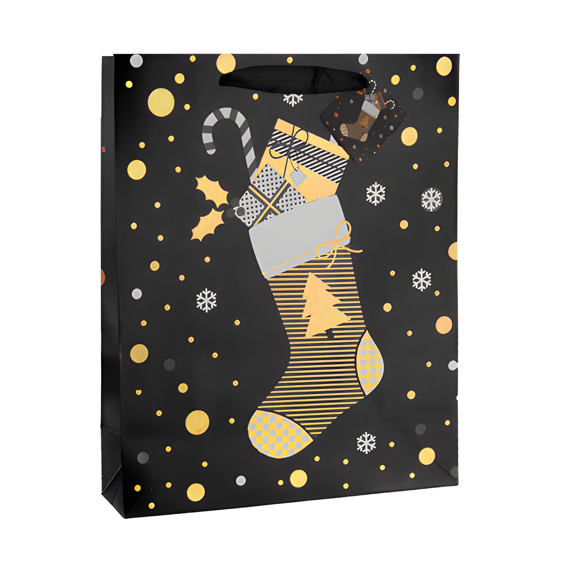 Geschenktüte 'Weihnachtssocke' schwarz, groß