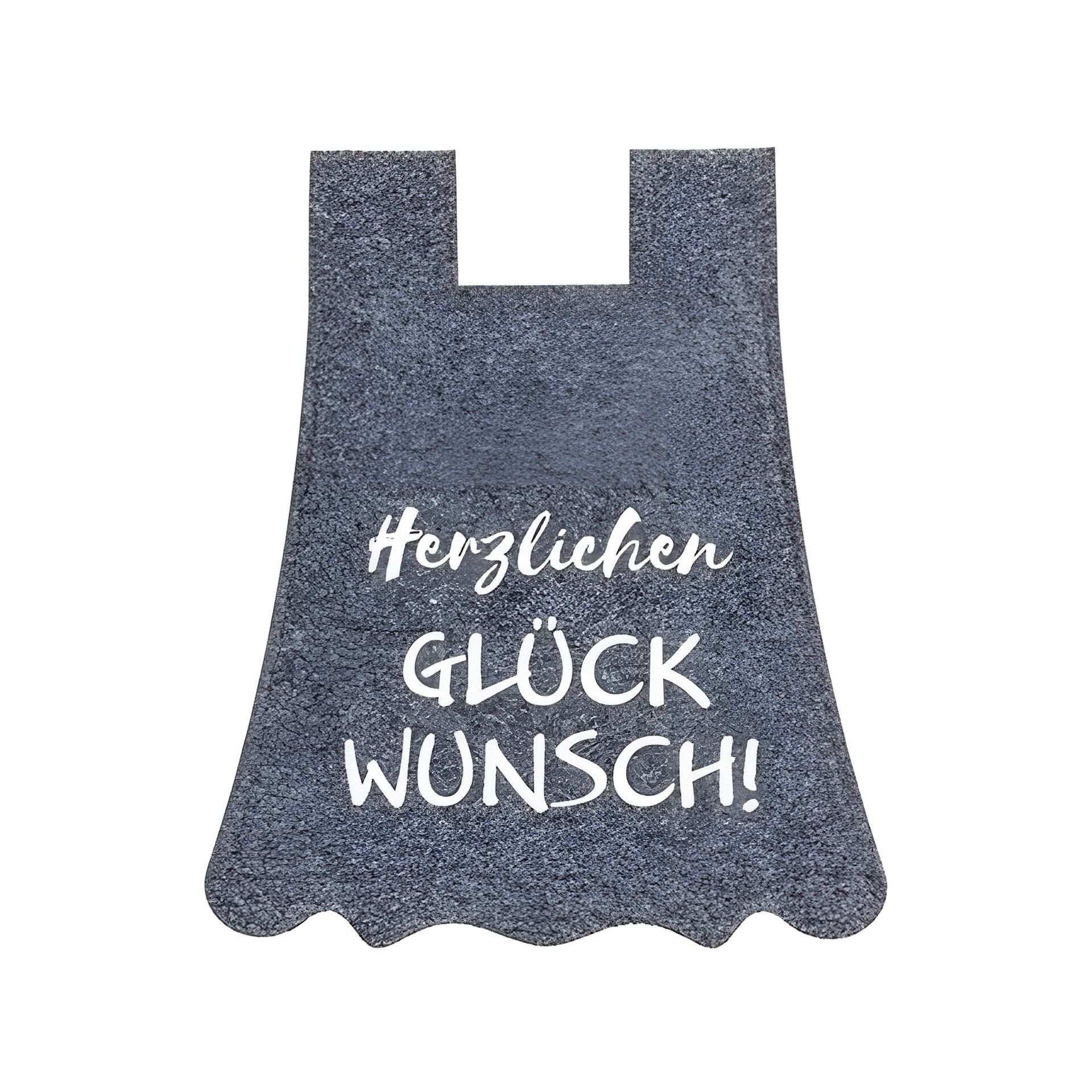 Flaschendeko Filzkleid mit 'Herzlichen GLÜCKWUNSCH!' grau