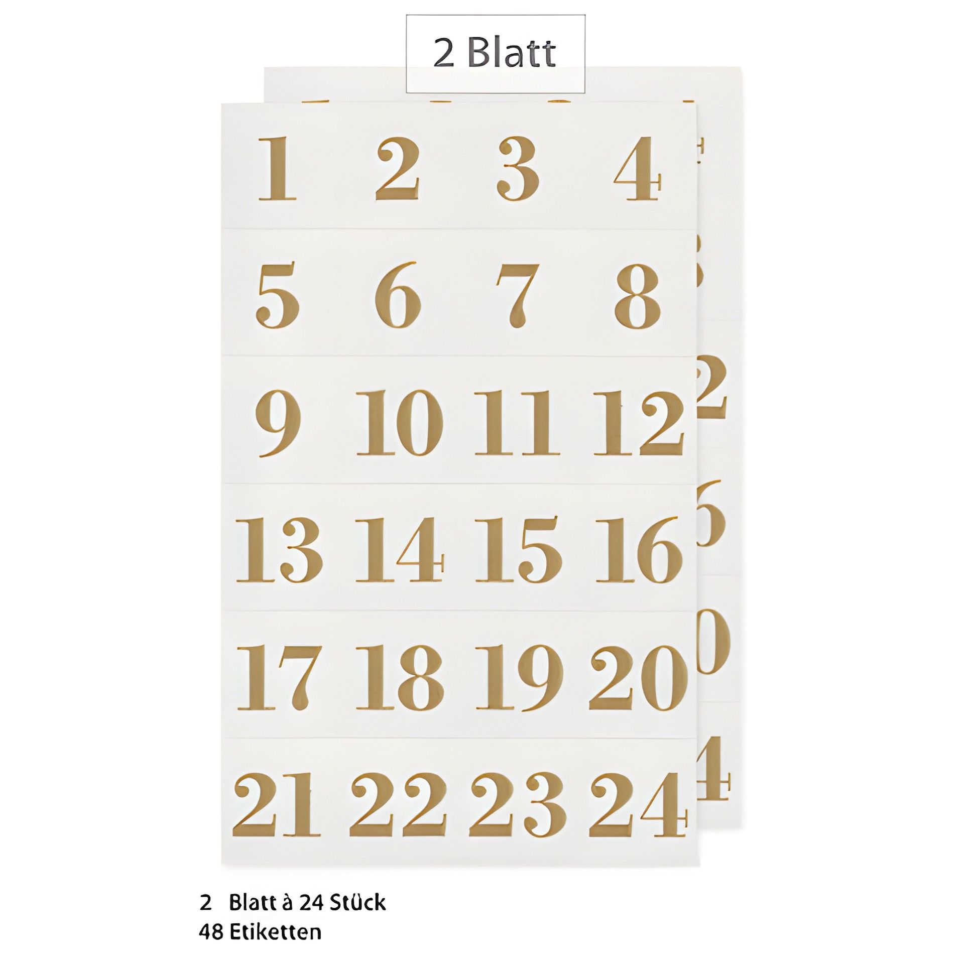 Adventskalender-Zahlen 'Goldene Zahlen', 48 Stück