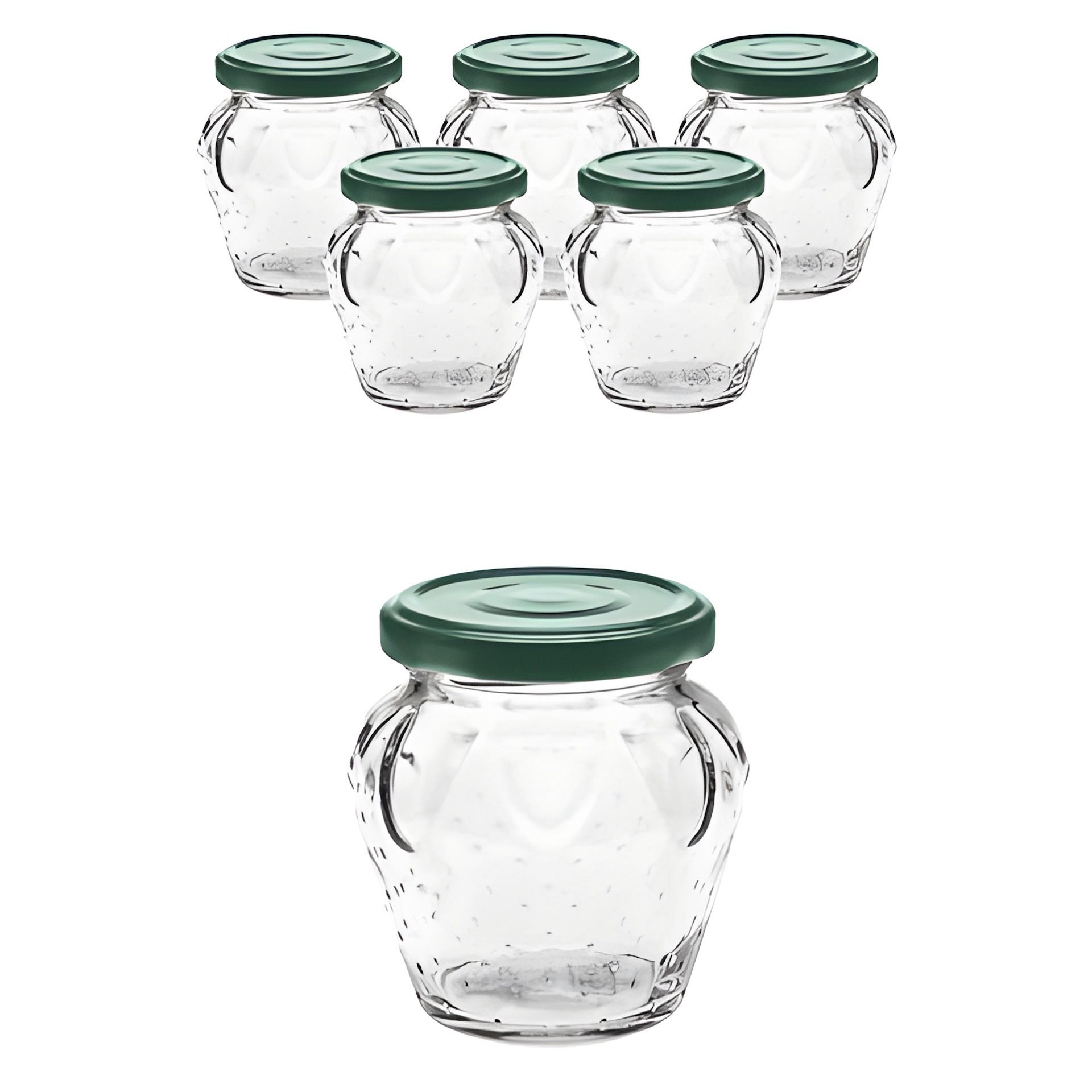 6er Set Erdbeerglas 230 ml mit Deckel grün