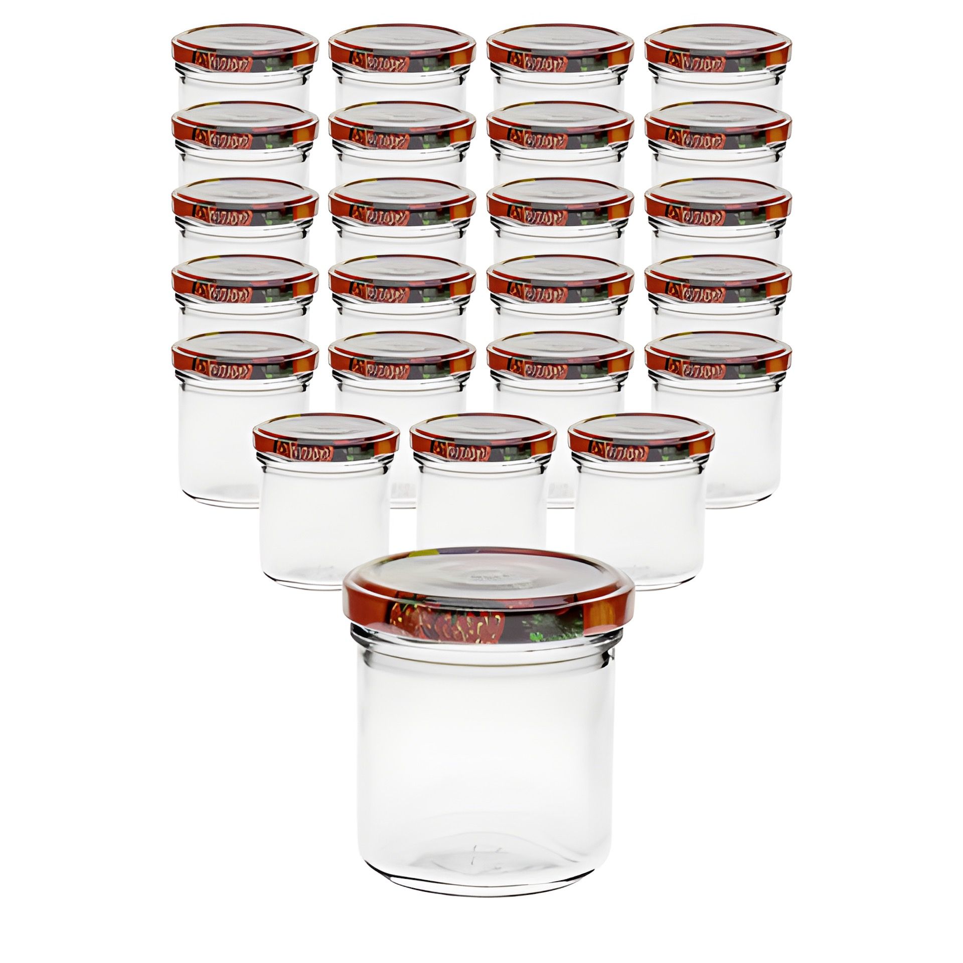 24er Set Sturzglas 167 ml mit Deckel Obstdekor