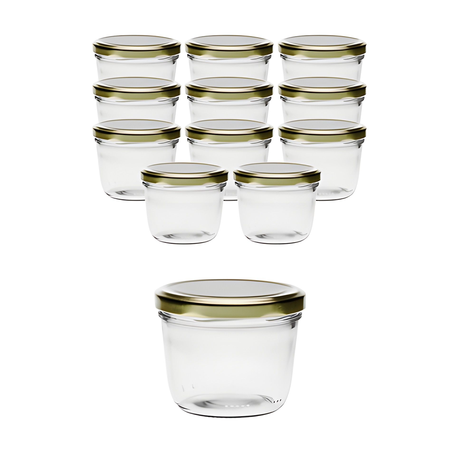 12er Set Sturzglas 230 ml mit Deckel gold