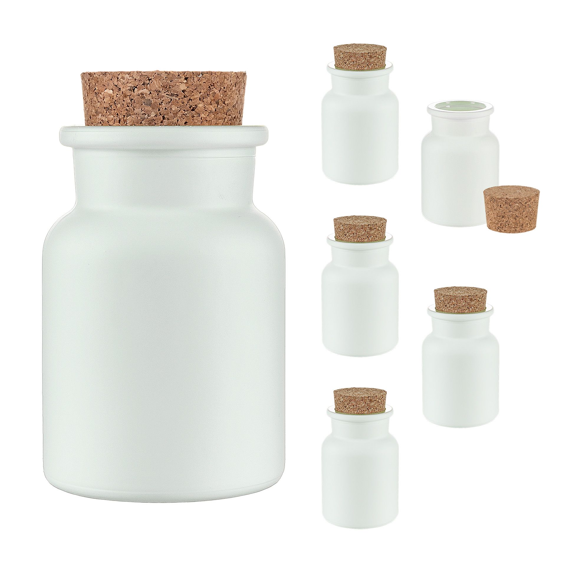 Korkenglas 150 ml weiß matt beschichtet, 6er Set