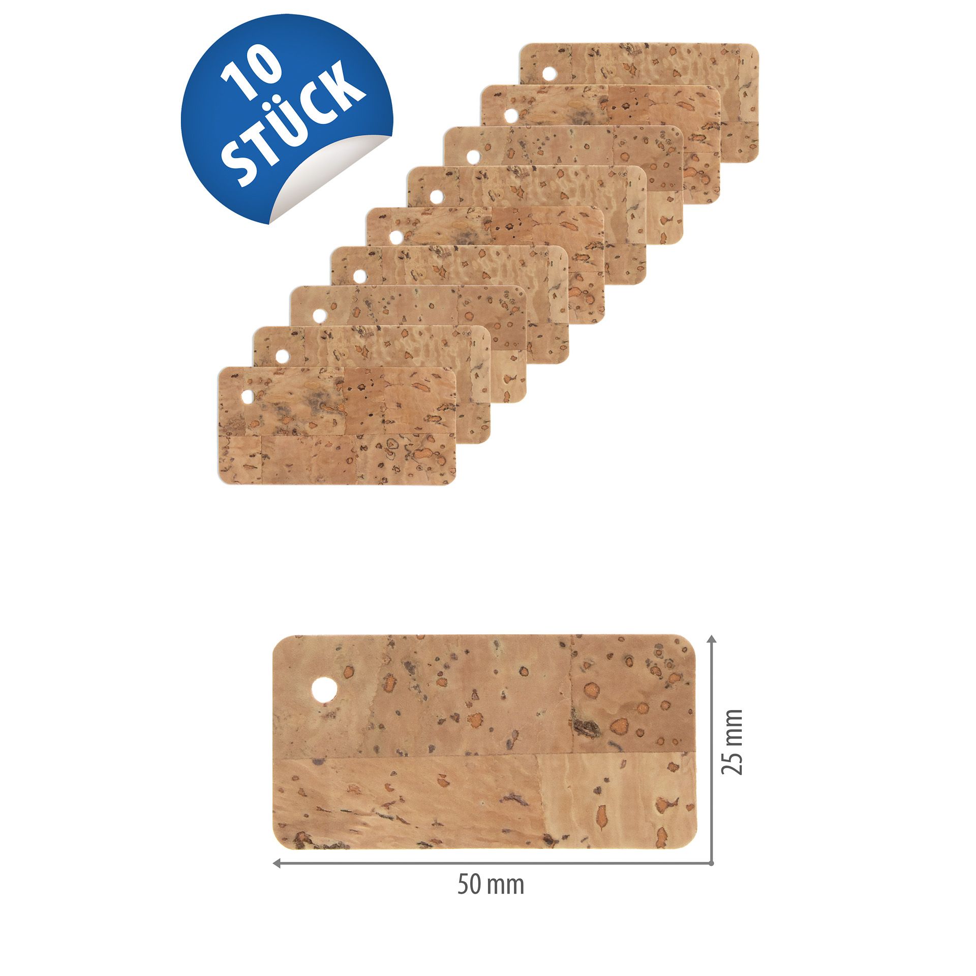 Naturkork-Schildchen 50 x 25 mm, 10 Stück