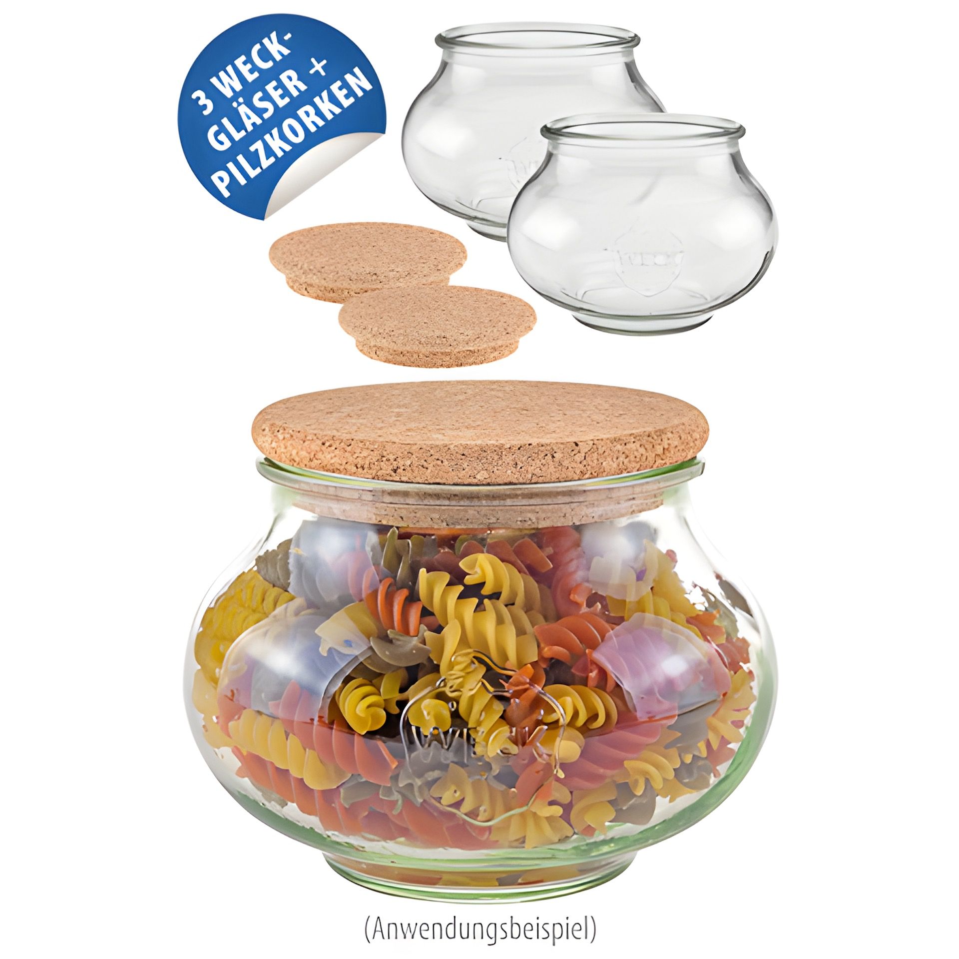 WECK-Schmuckglas 1062 ml mit Pilzkorken, 3er Set
