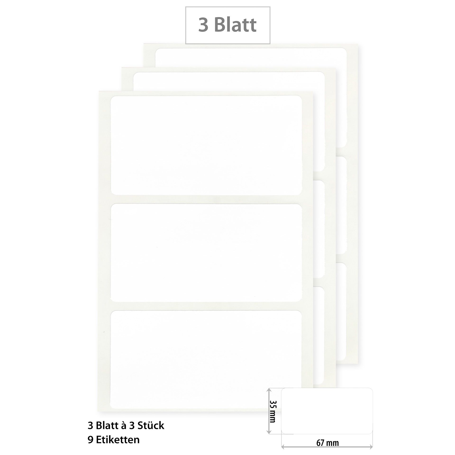 Etiketten 67 x 35 mm, weiß, 18 Stück