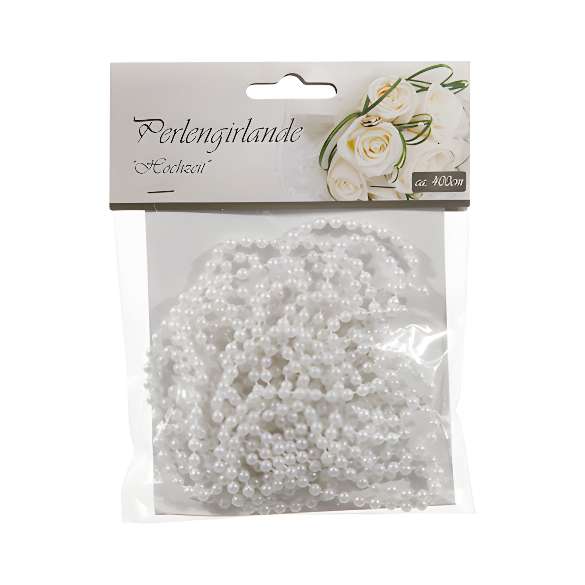 Perlengirlande, 4 m, Ø 4 mm, weiß