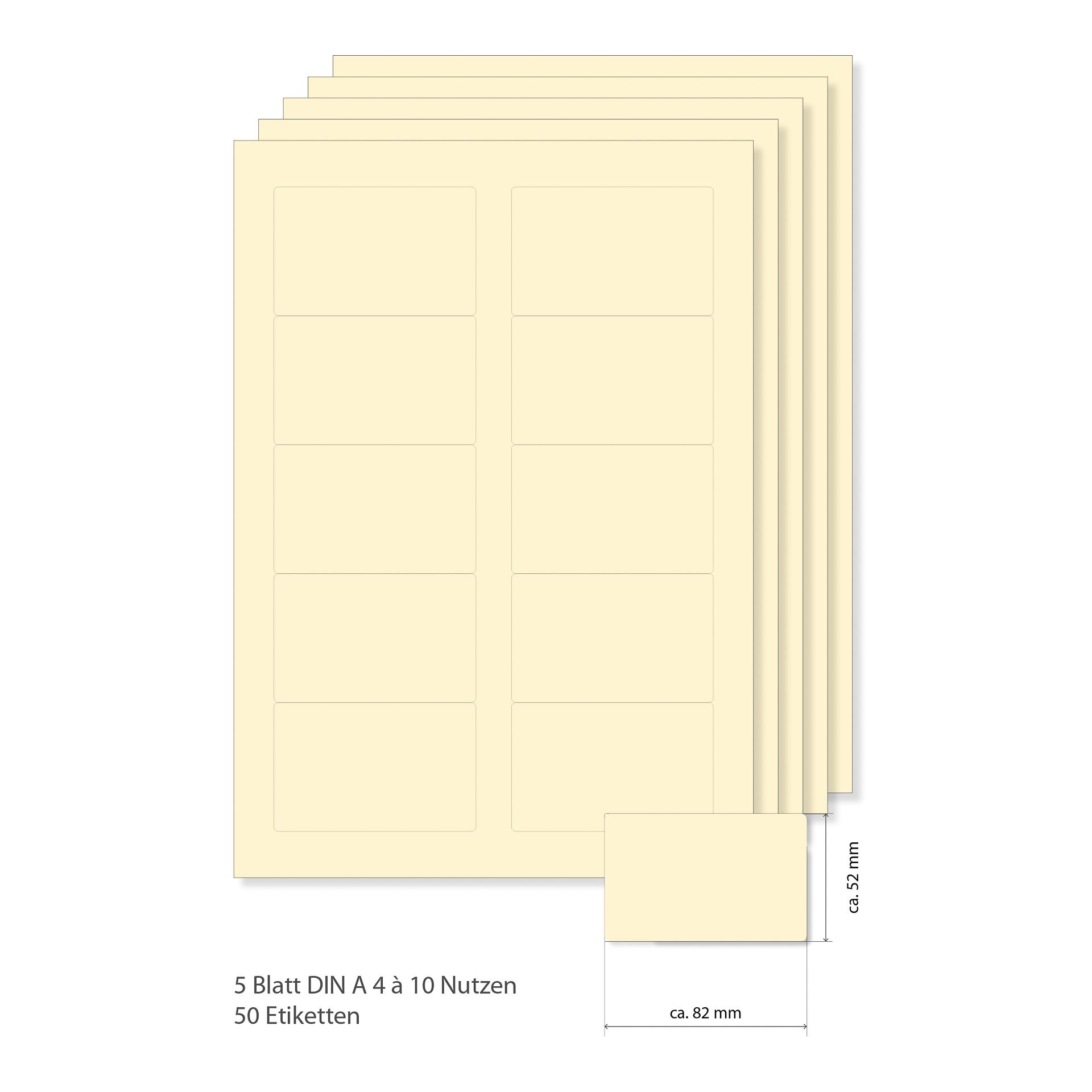Etiketten 82 x 52 mm creme -  5 Blatt A4