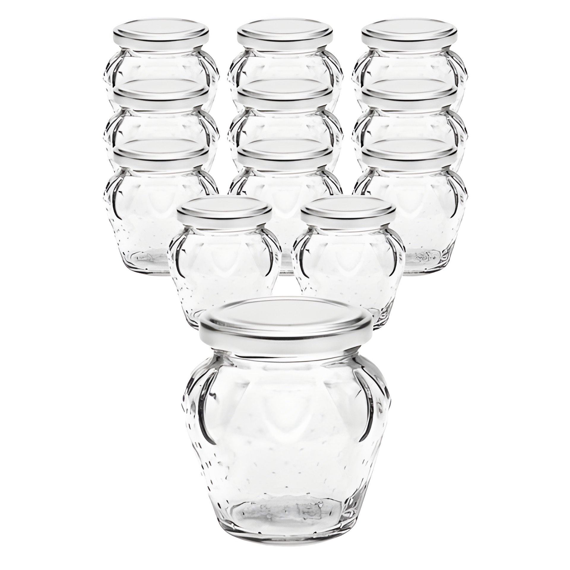 12er Set Erdbeerglas 230 ml mit Deckel silber