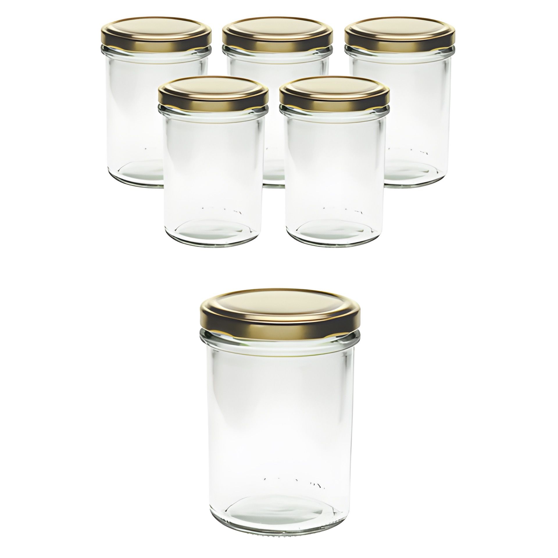 6er Set Sturzglas 230 ml hoch mit Deckel gold