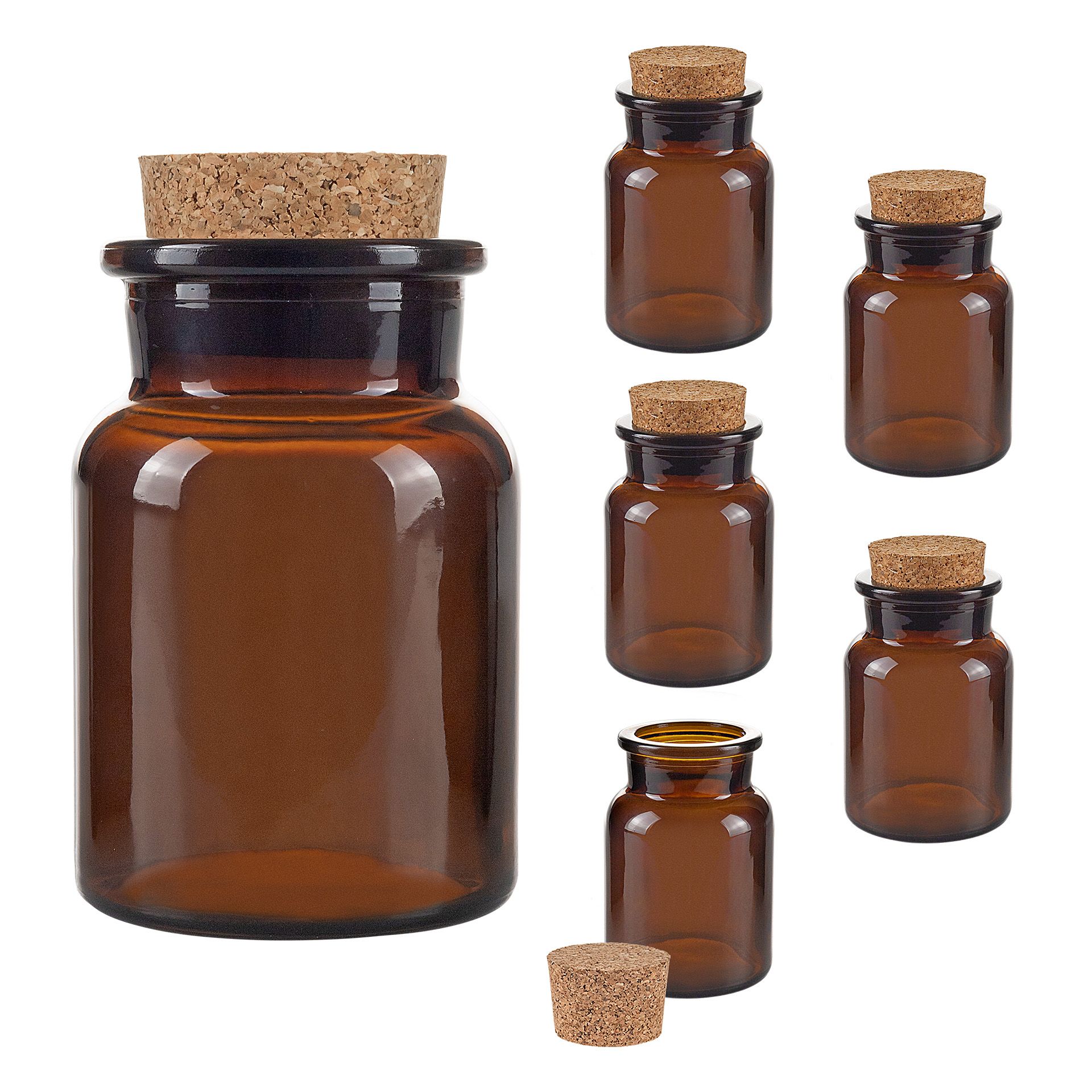 Korkenglas 150 ml braun beschichtet, 6er Set
