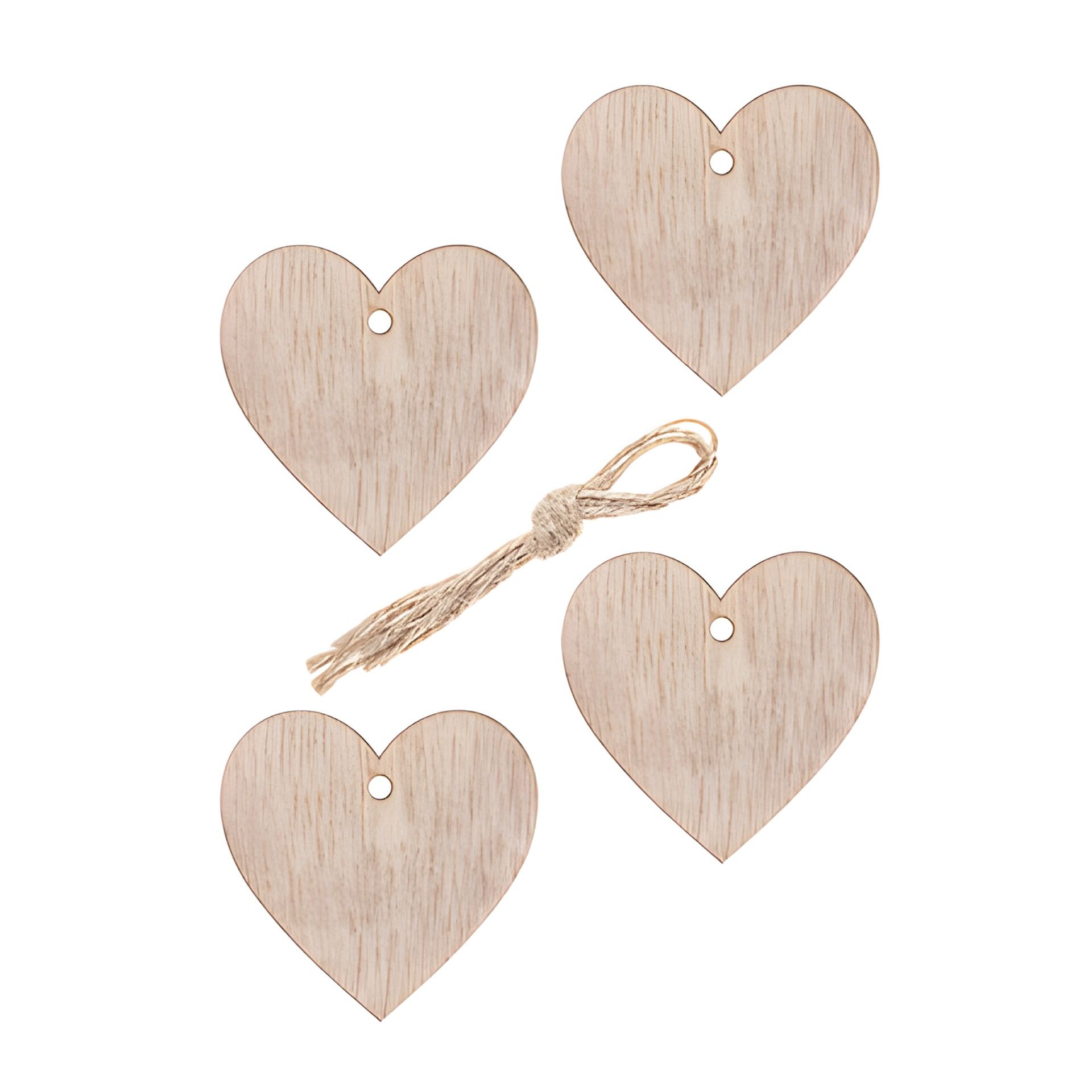 HappyTappi Deko-Anhänger 'Herz' aus Holz, 6 x 6 cm, 4 Stück