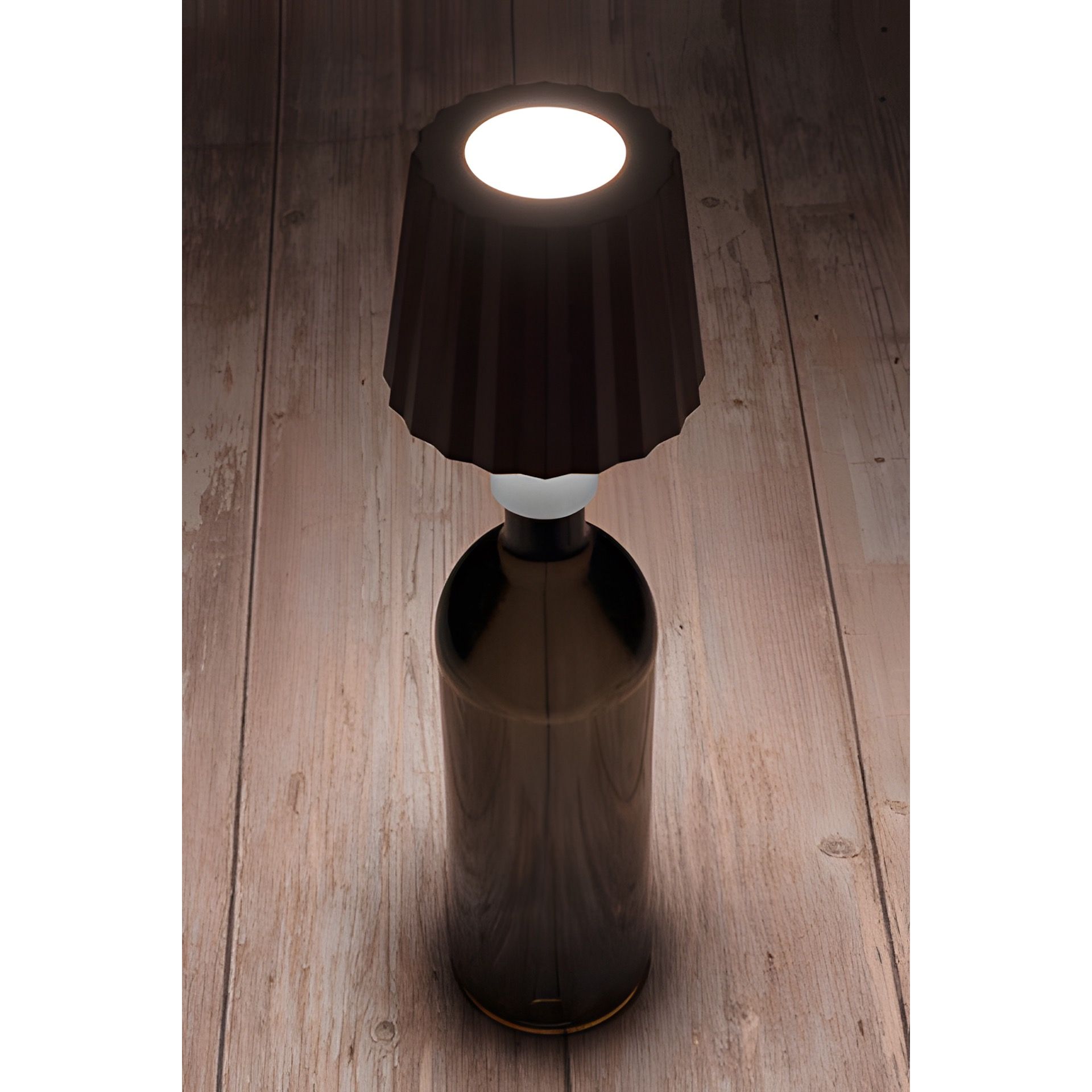 LED Flaschenlampe mit Touchfunktion, Akku und USB, silber