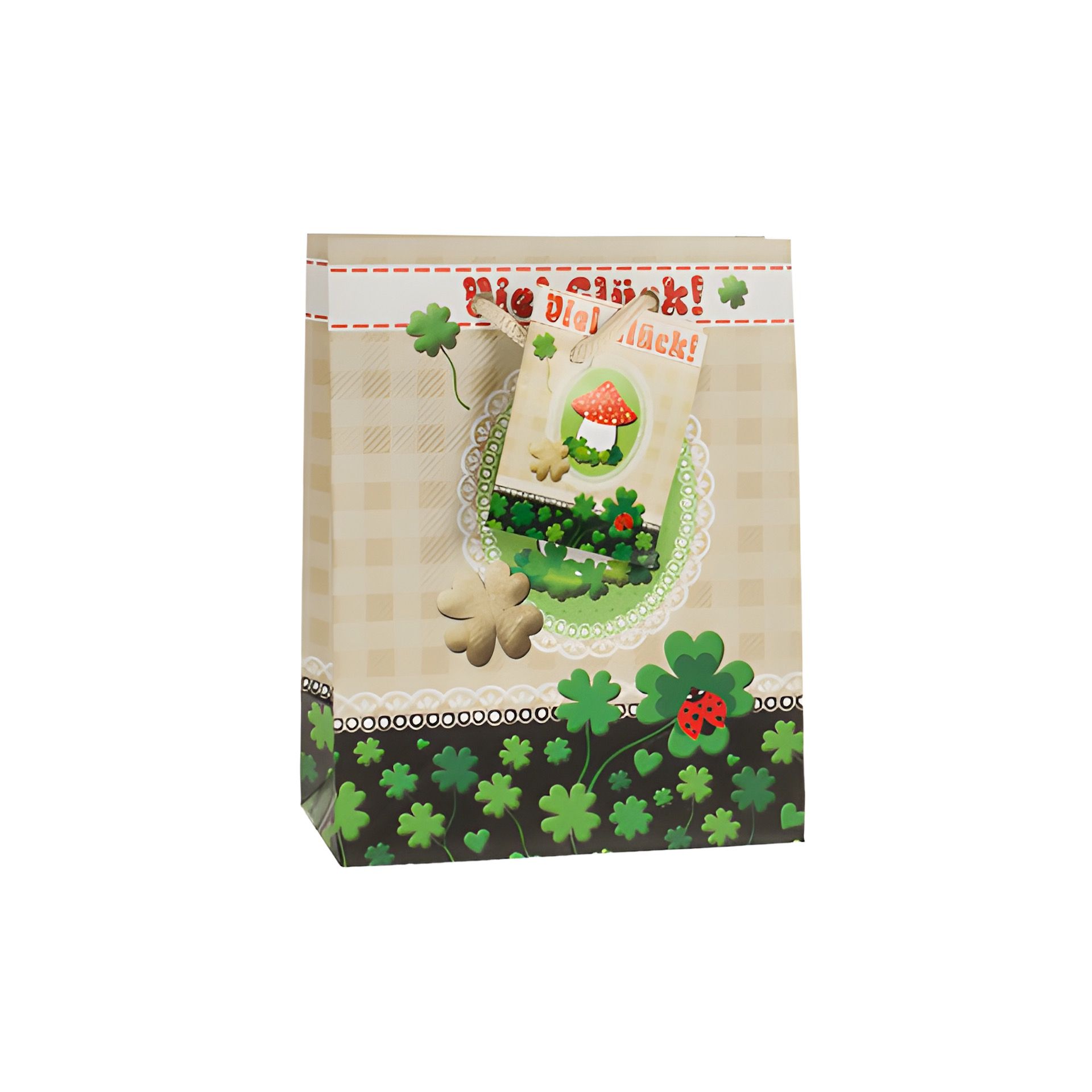 Geschenktüte 'Viel Glück - Landhaus', klein