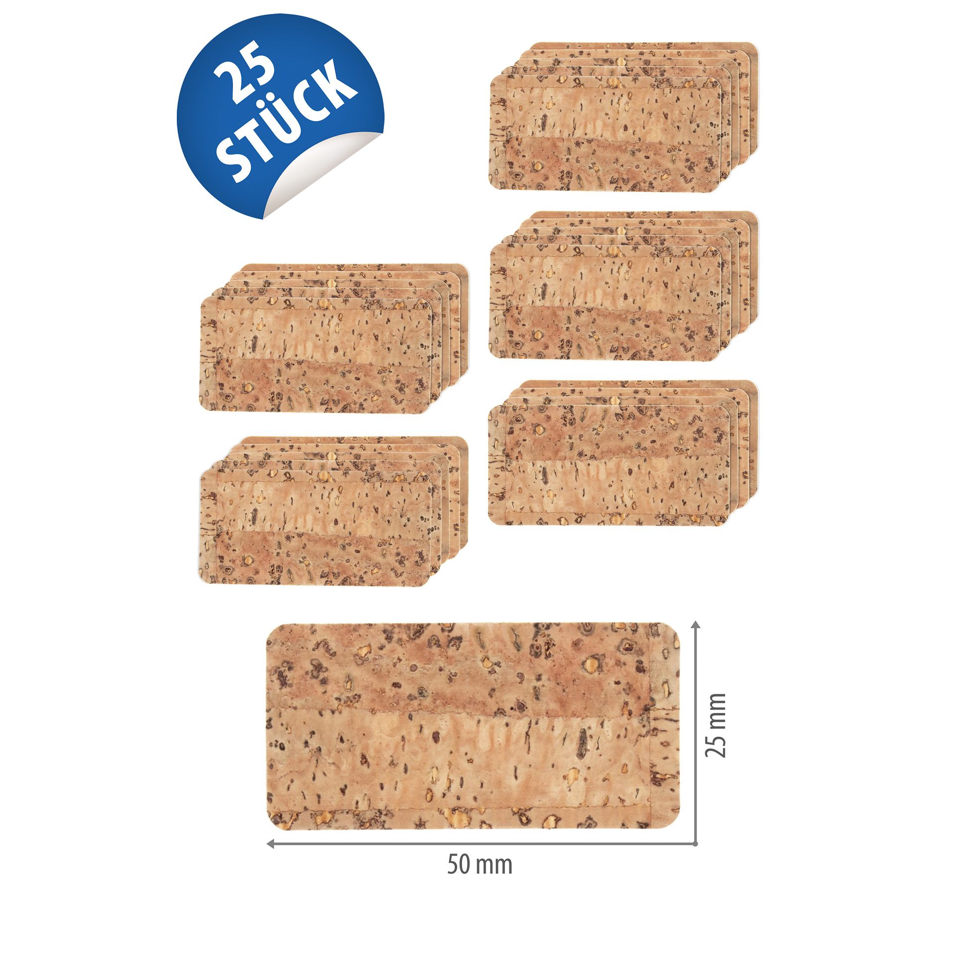 Kork-Etikett 5 x 2,5 cm, 25 Stück
