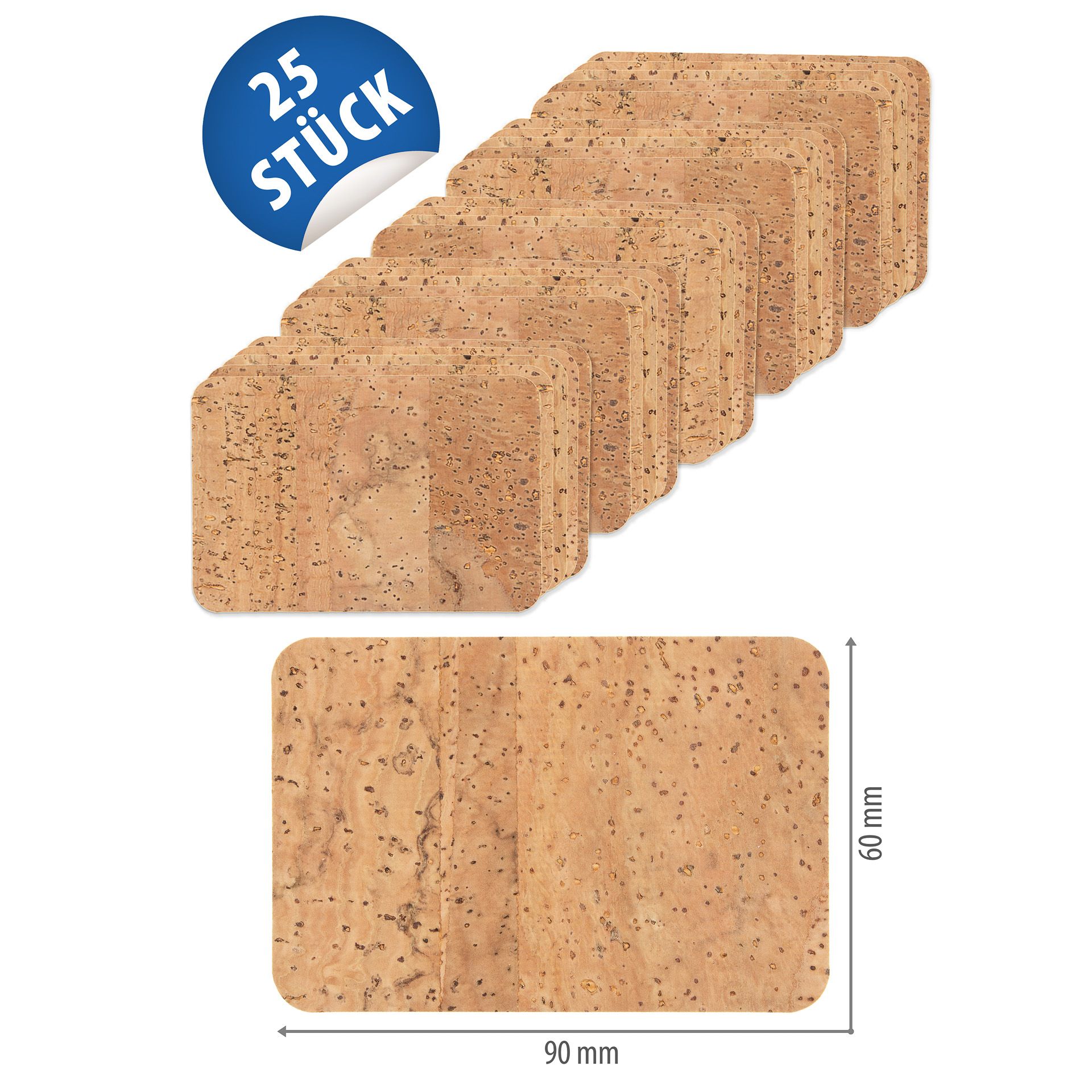 Kork-Etikett 9 x 6 cm, 25 Stück