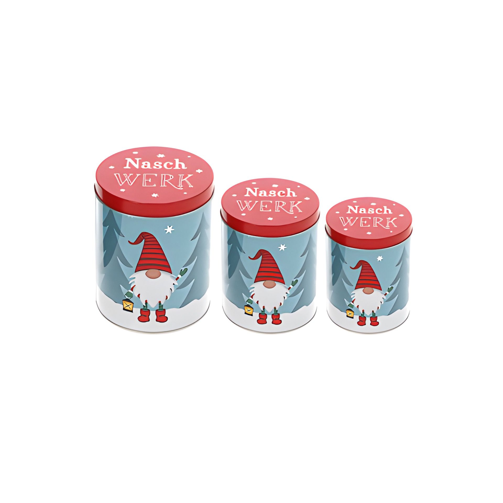 Weihnachtsdose 'Wichtel' blau, 3er Set