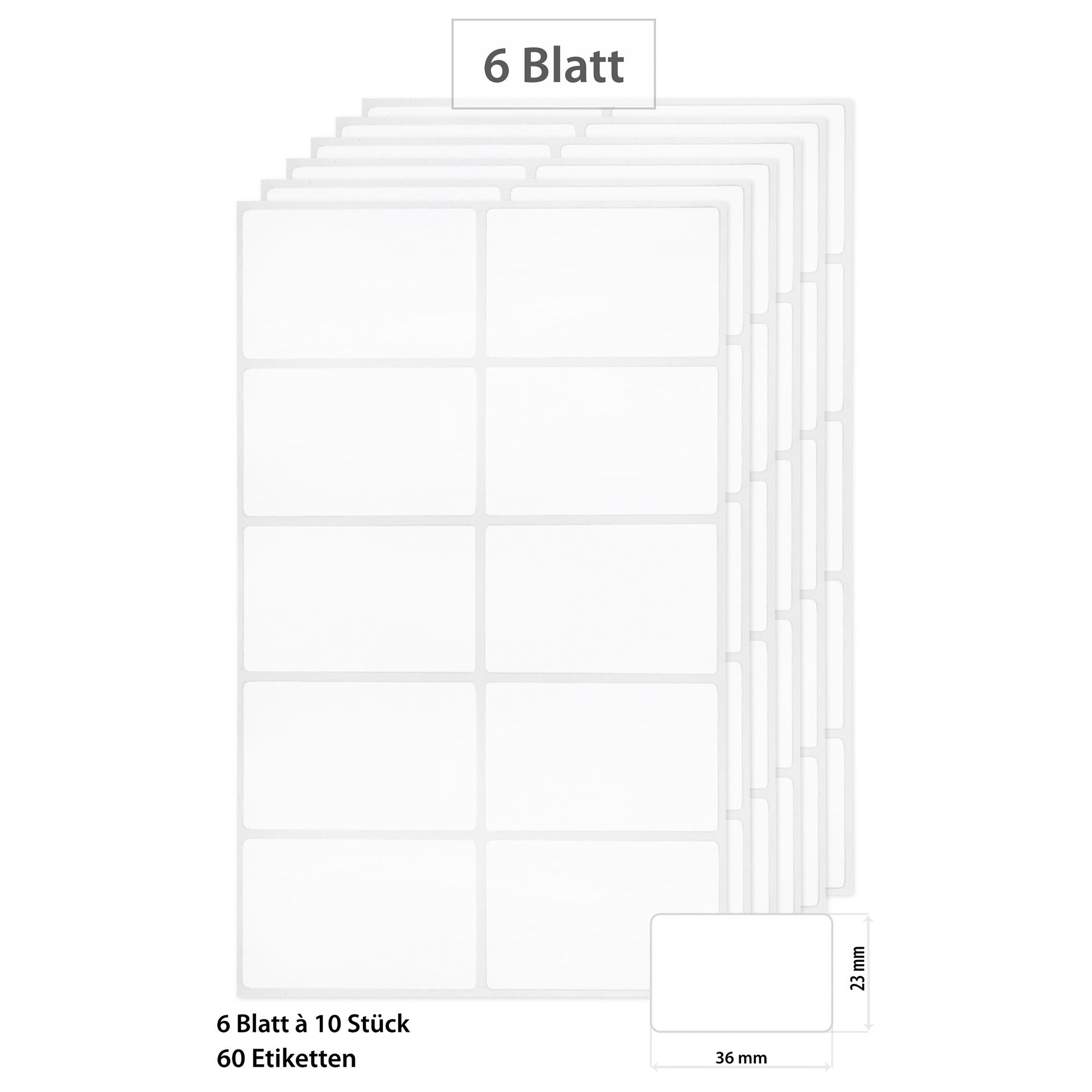 Etiketten 'Weiß 36x23 mm', 60 Stück
