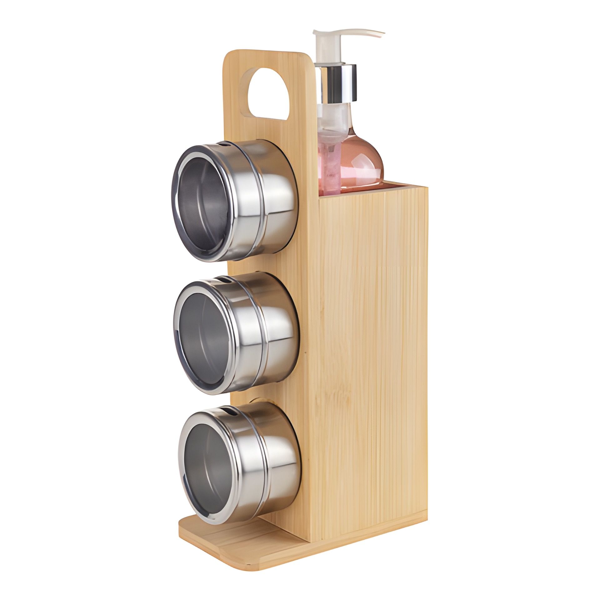 Besteckhalter aus Bambus mit 3 Metalldosen