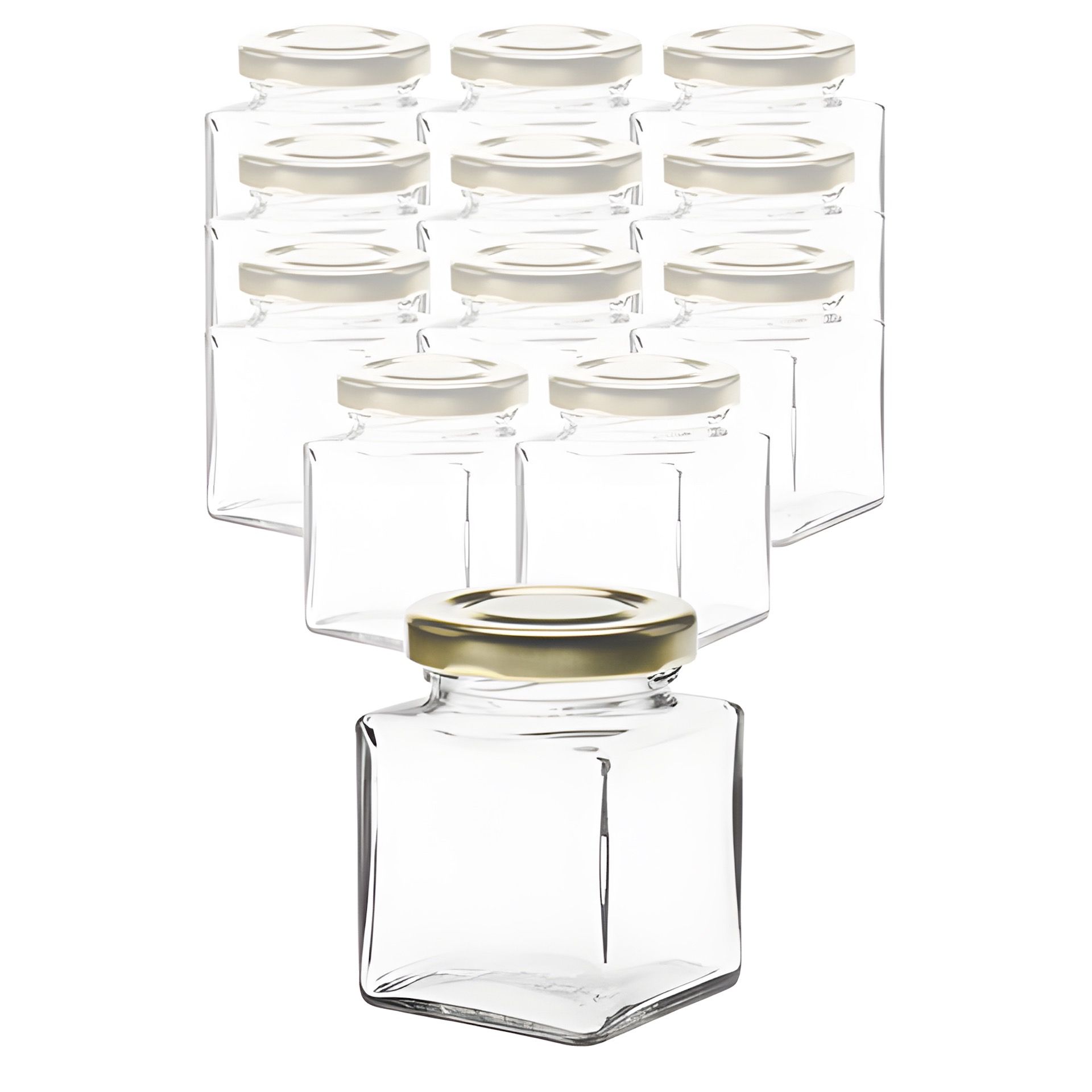 Set Quadratglas 106 ml mit Deckel