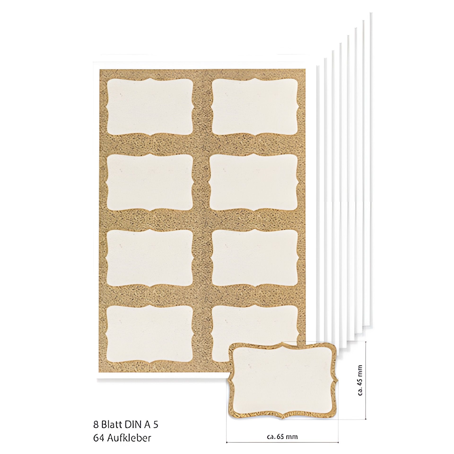 Etiketten 65 x 45 mm 'Korkdekor', A5, 64 Stück