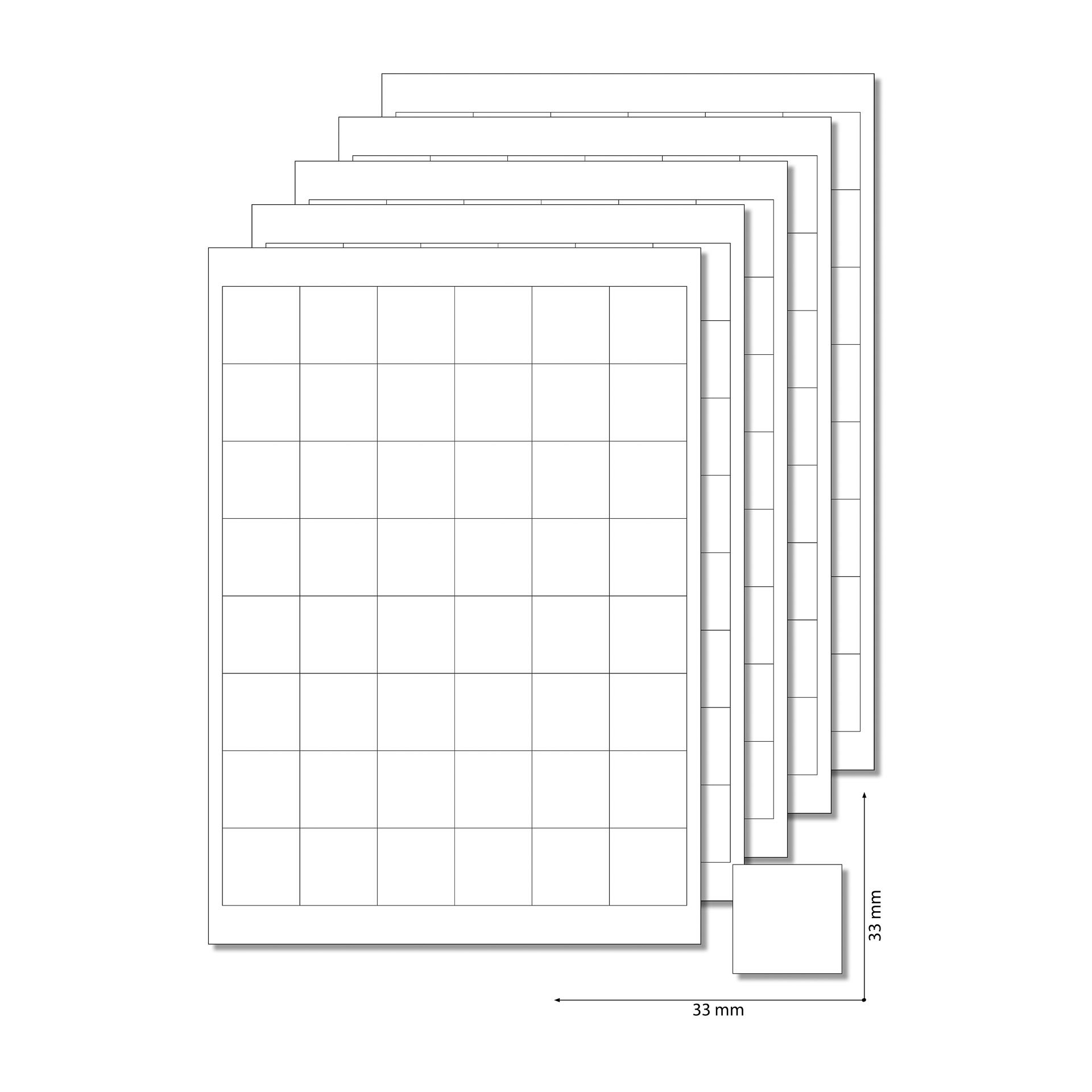 Etiketten 33 x 33 mm weiß -  5 Blatt A4