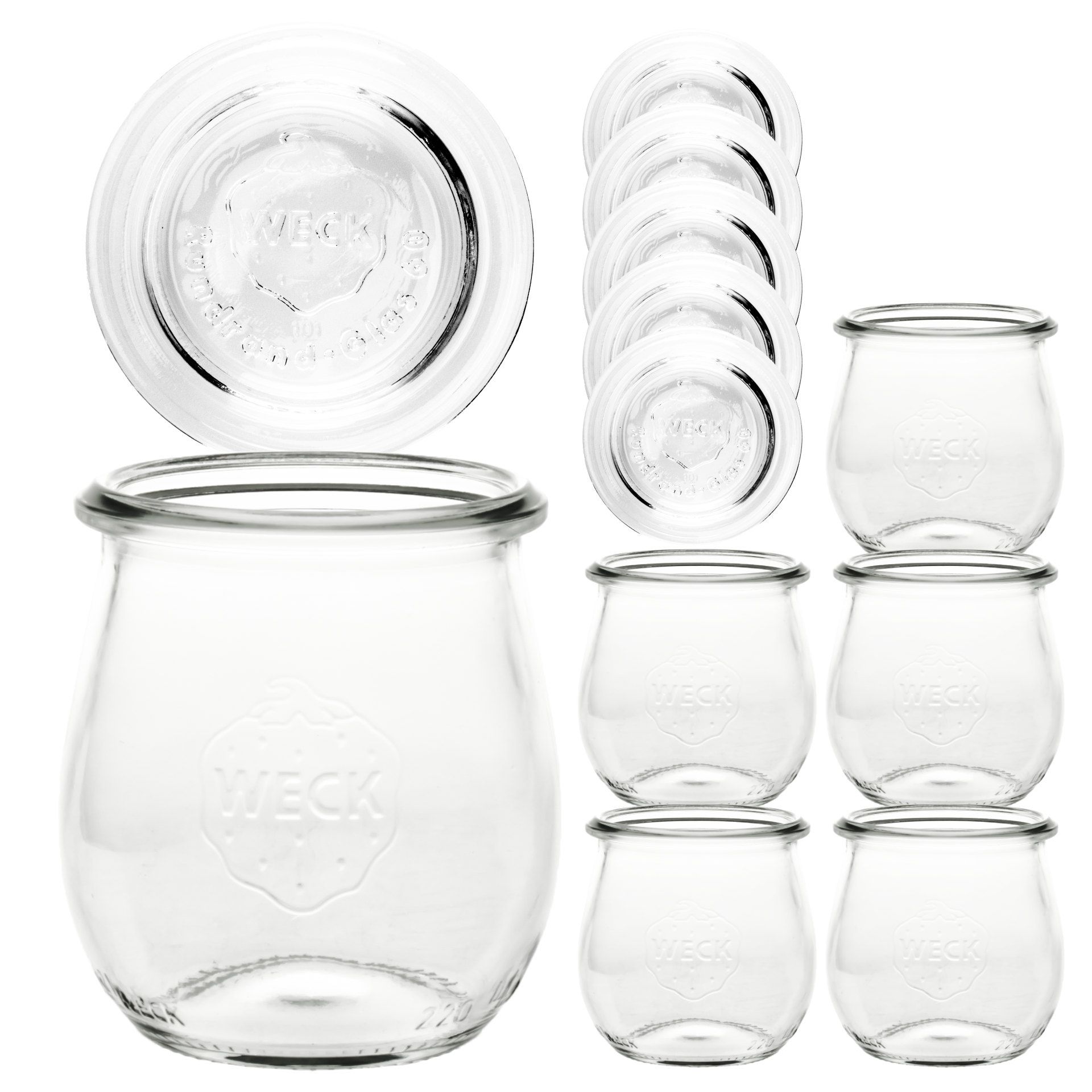 WECK-Mini-Tulpenglas 220 ml + Glasdeckel, 6er Set