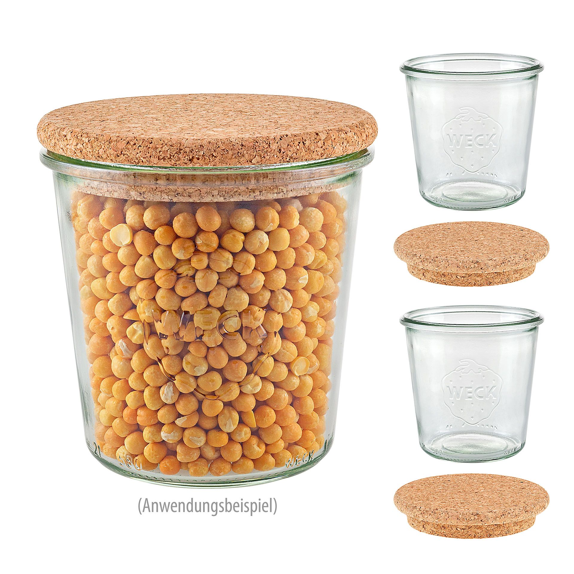 WECK-Sturzglas 580 ml mit Pilzkorken, 3er Set
