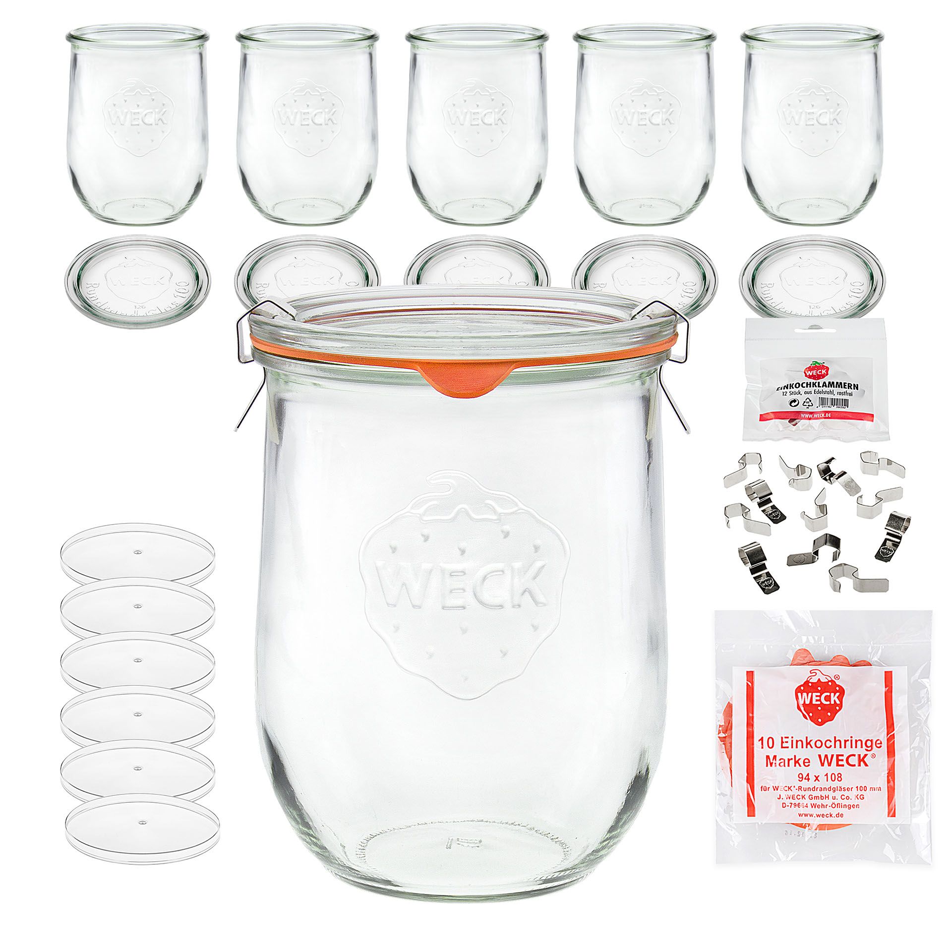 WECK-Tulpenglas 1062 ml mit Klarsichtdeckel, 6er Set