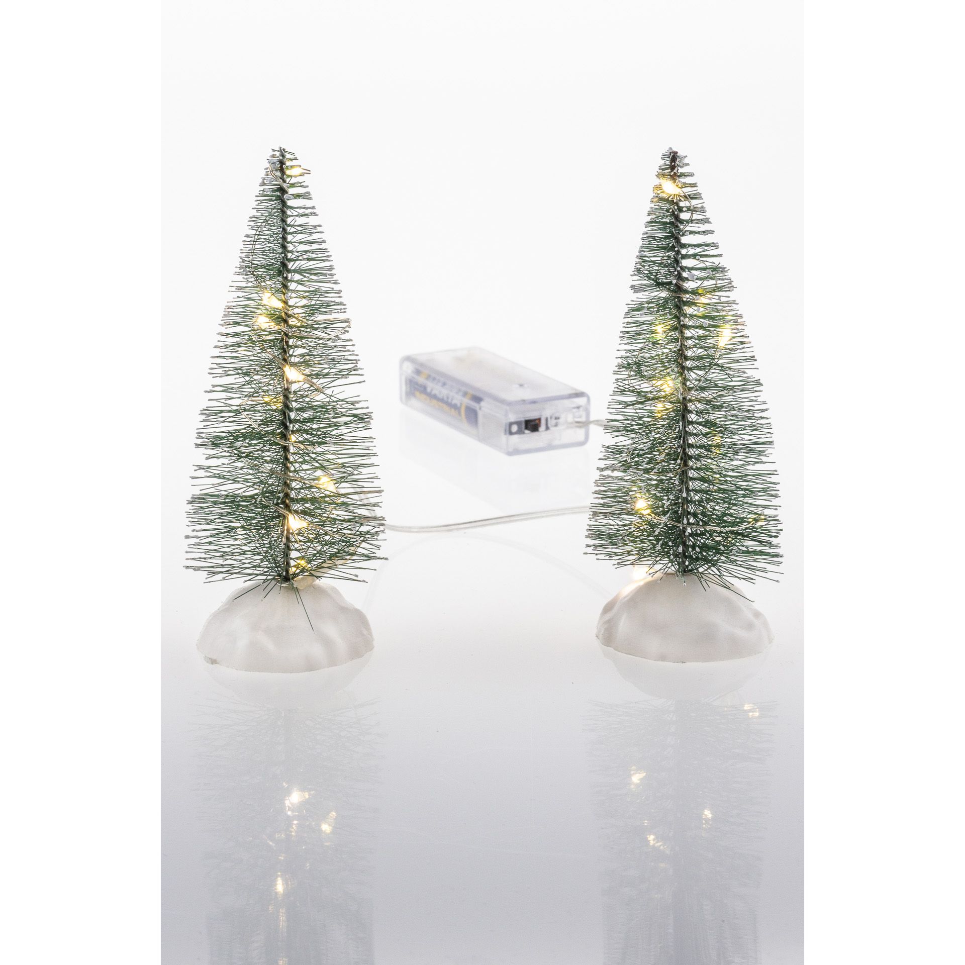 Deko-Tannenbäume mit LED-Lichterkette 14 cm, 2 Stück