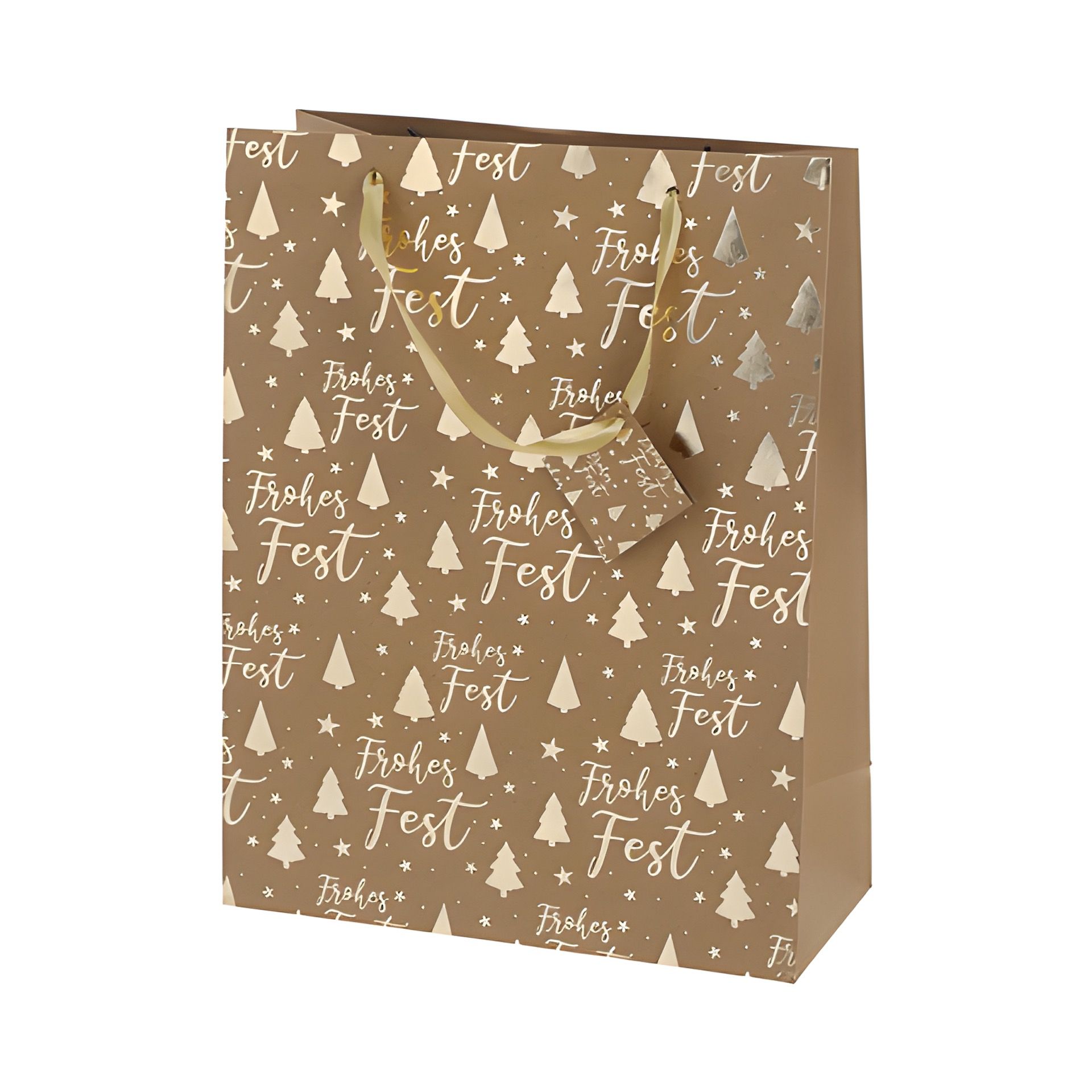 Geschenktüte 'Frohes Fest' gold, groß