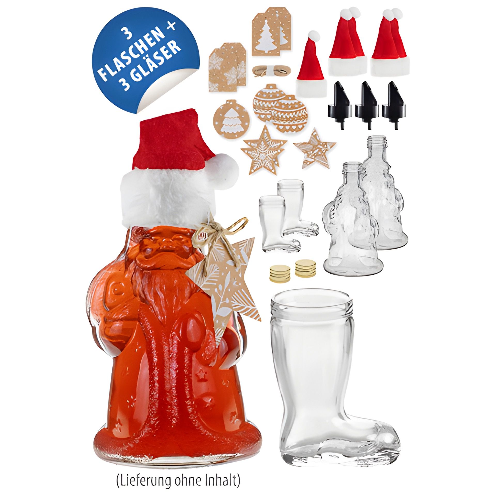 Weihnachtsmann 200 ml und Stiefel, 3er Set