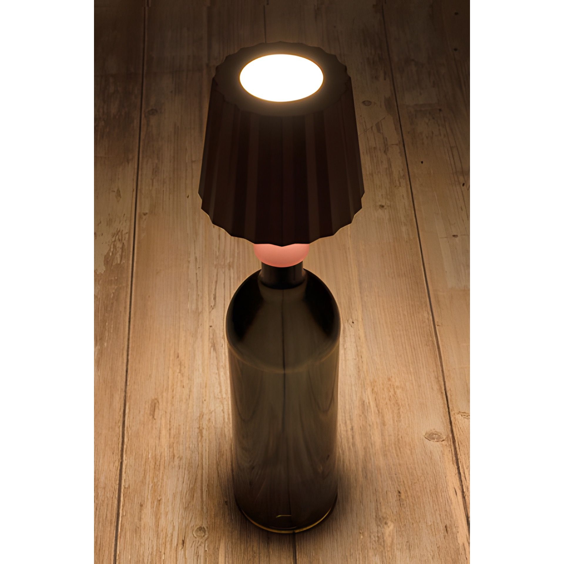 LED Flaschenlampe mit Touchfunktion, Akku und USB, rosé