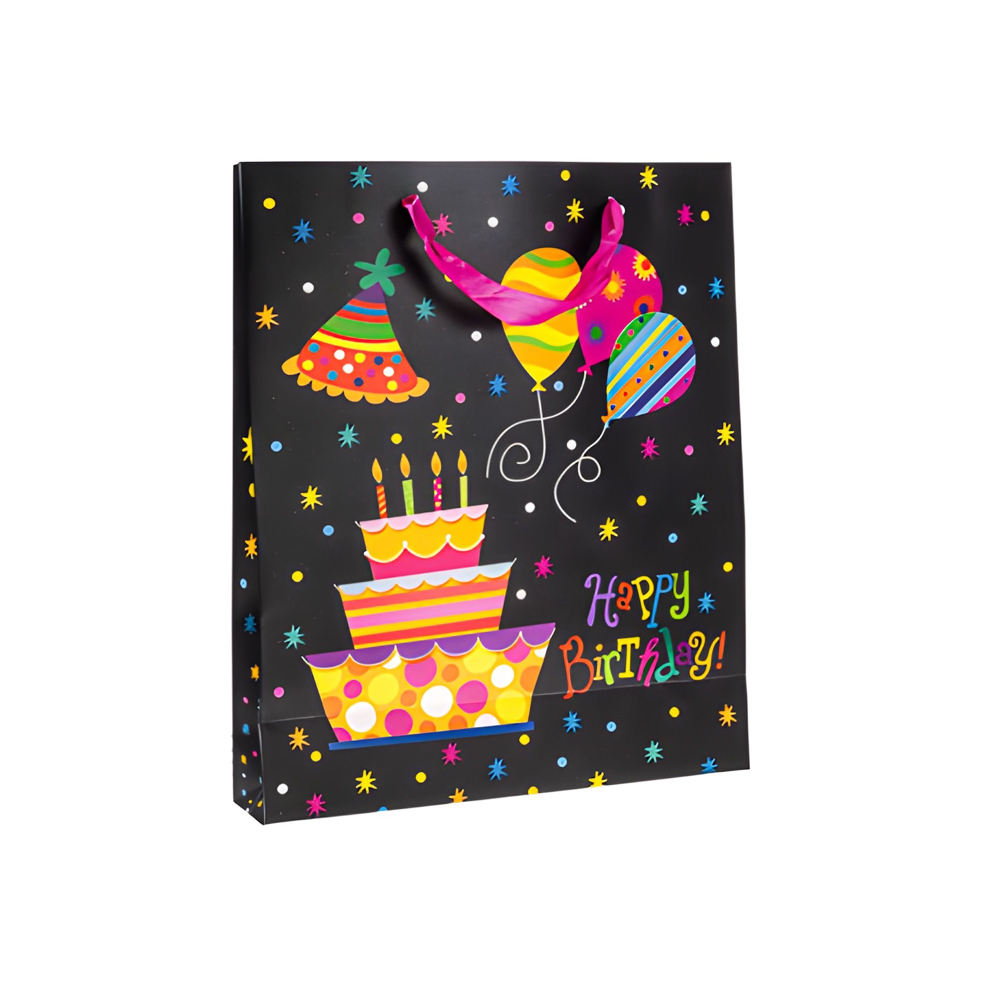 Geschenktüte 'Happy Birthday mit Glitzer', mittel