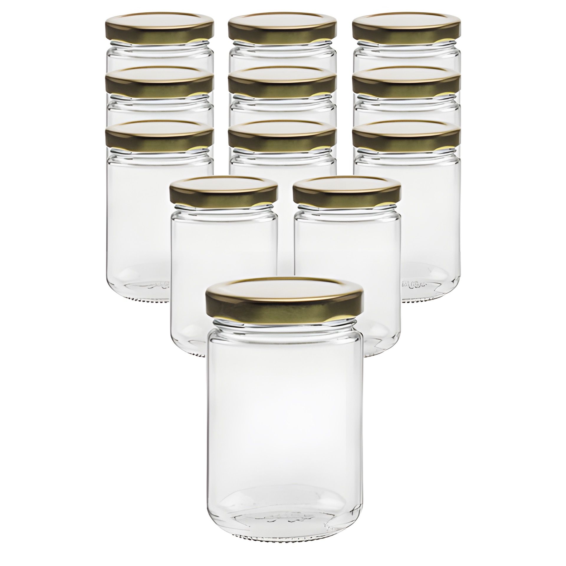 12er Set Rundglas 159 ml mit Deckel gold