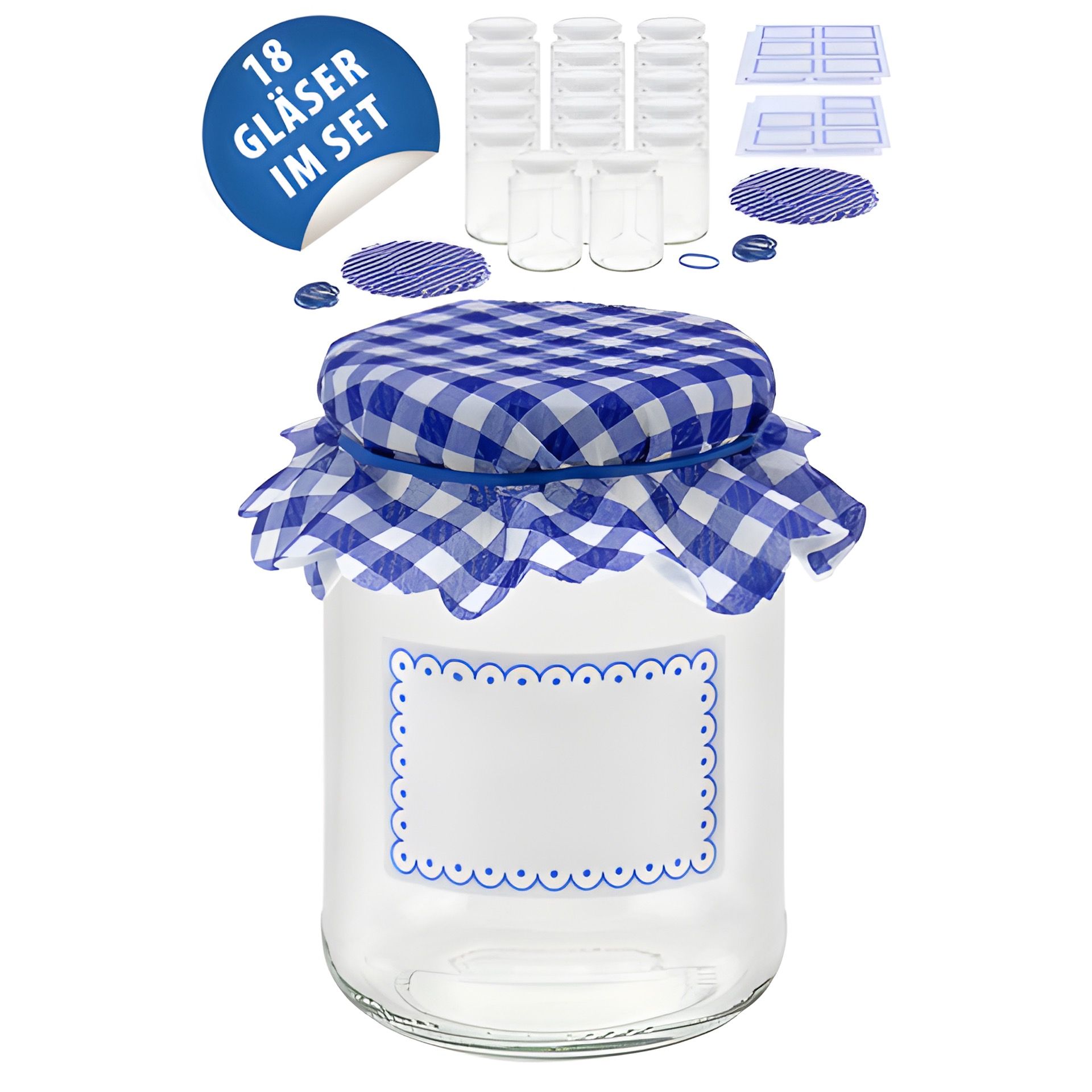 Rundglas 380 ml 'Blau-Weiß', 18er Set