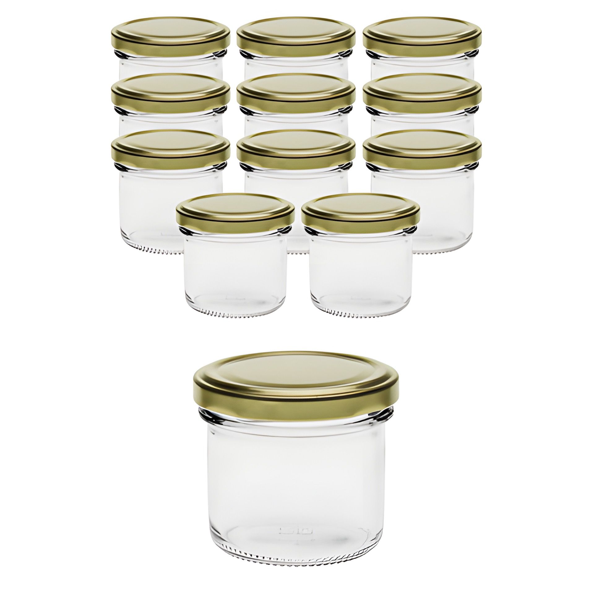 12er Set Sturzglas 125 ml mit Deckel gold