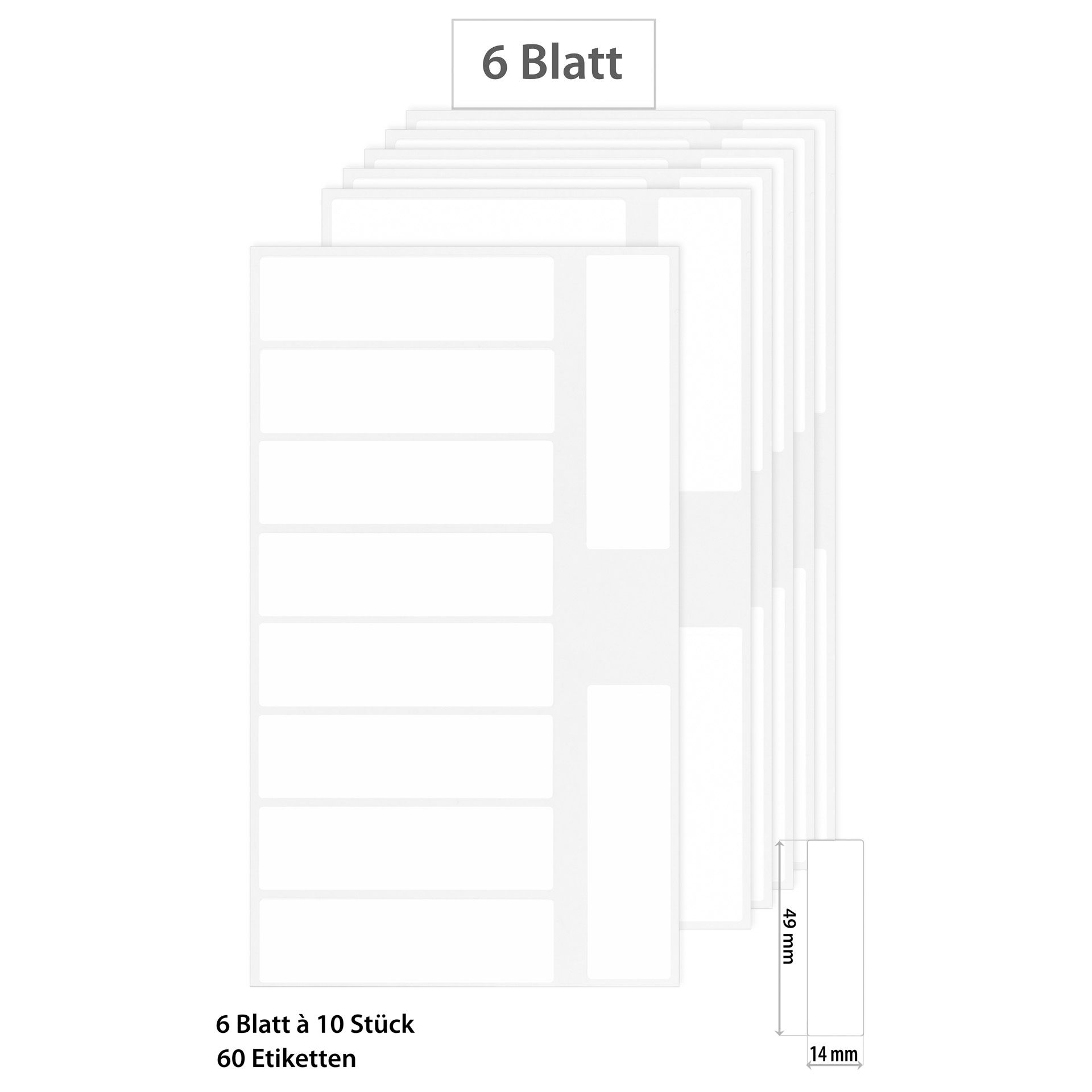 Etiketten 49 x 14 mm, weiß, 60 Stück
