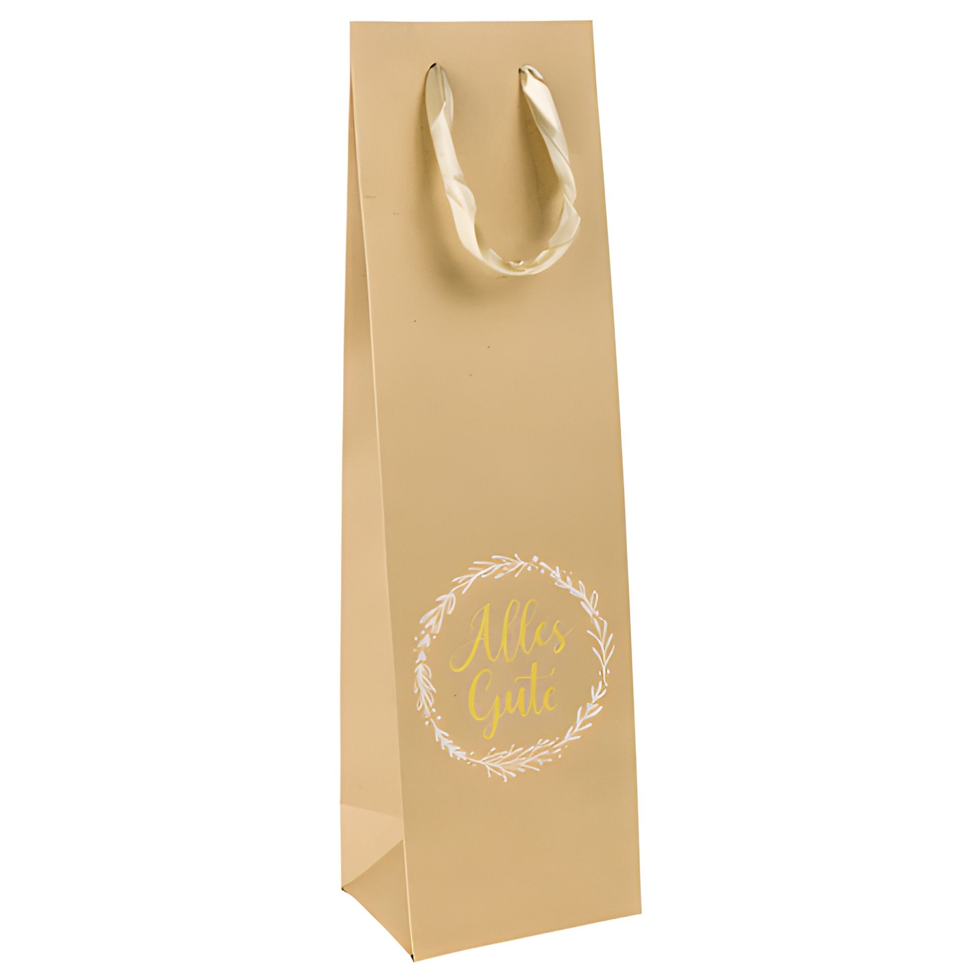 Flaschentasche 'Alles Gute' natur, 10 x 8 x 35 cm
