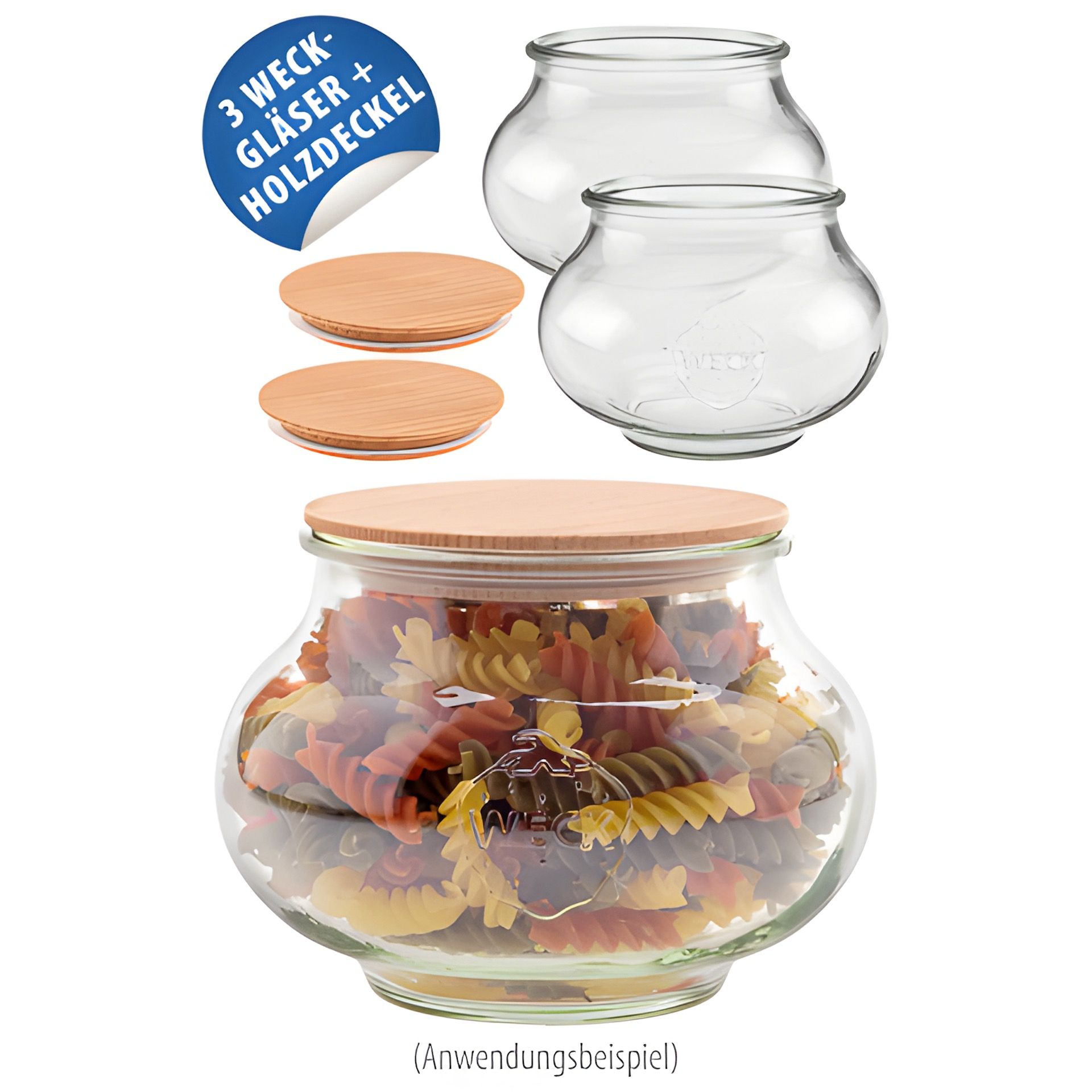 WECK-Schmuckglas 1062 ml mit Holzdeckel, 3er Set
